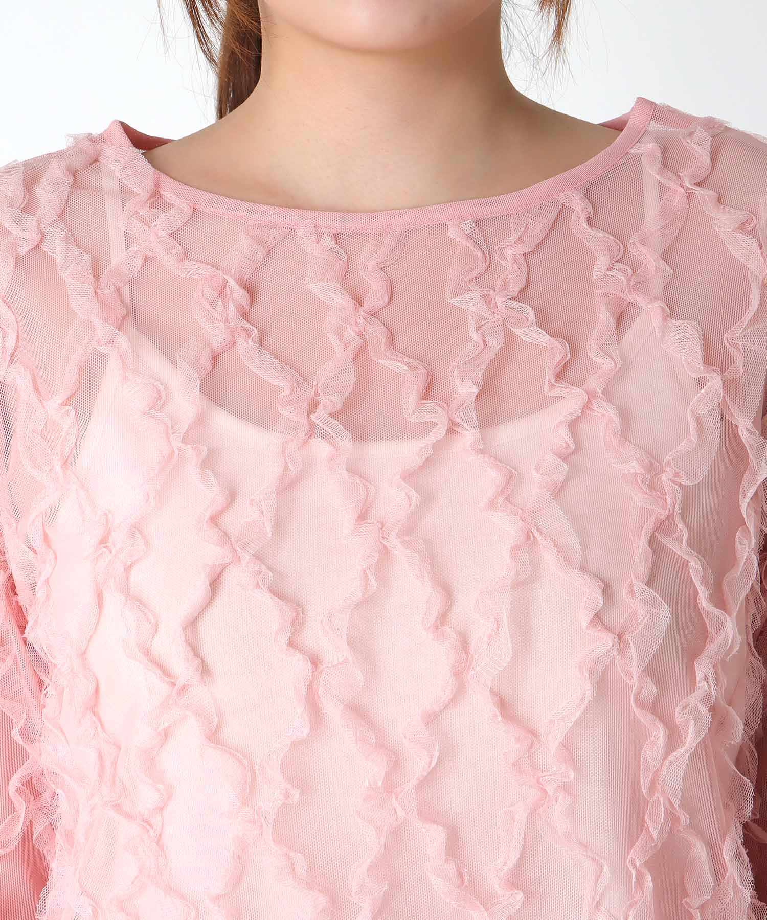 チュールフリルトップス