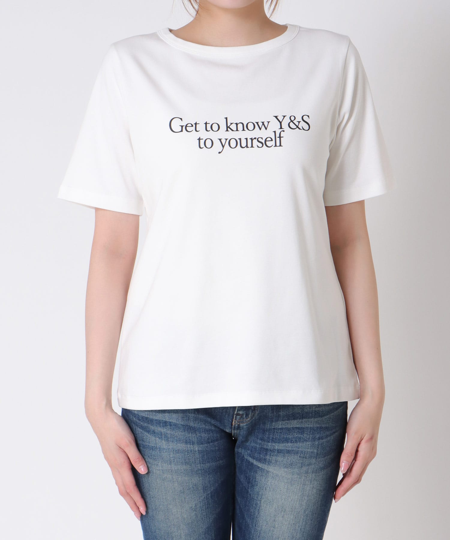 ワイドネックプリントTシャツ