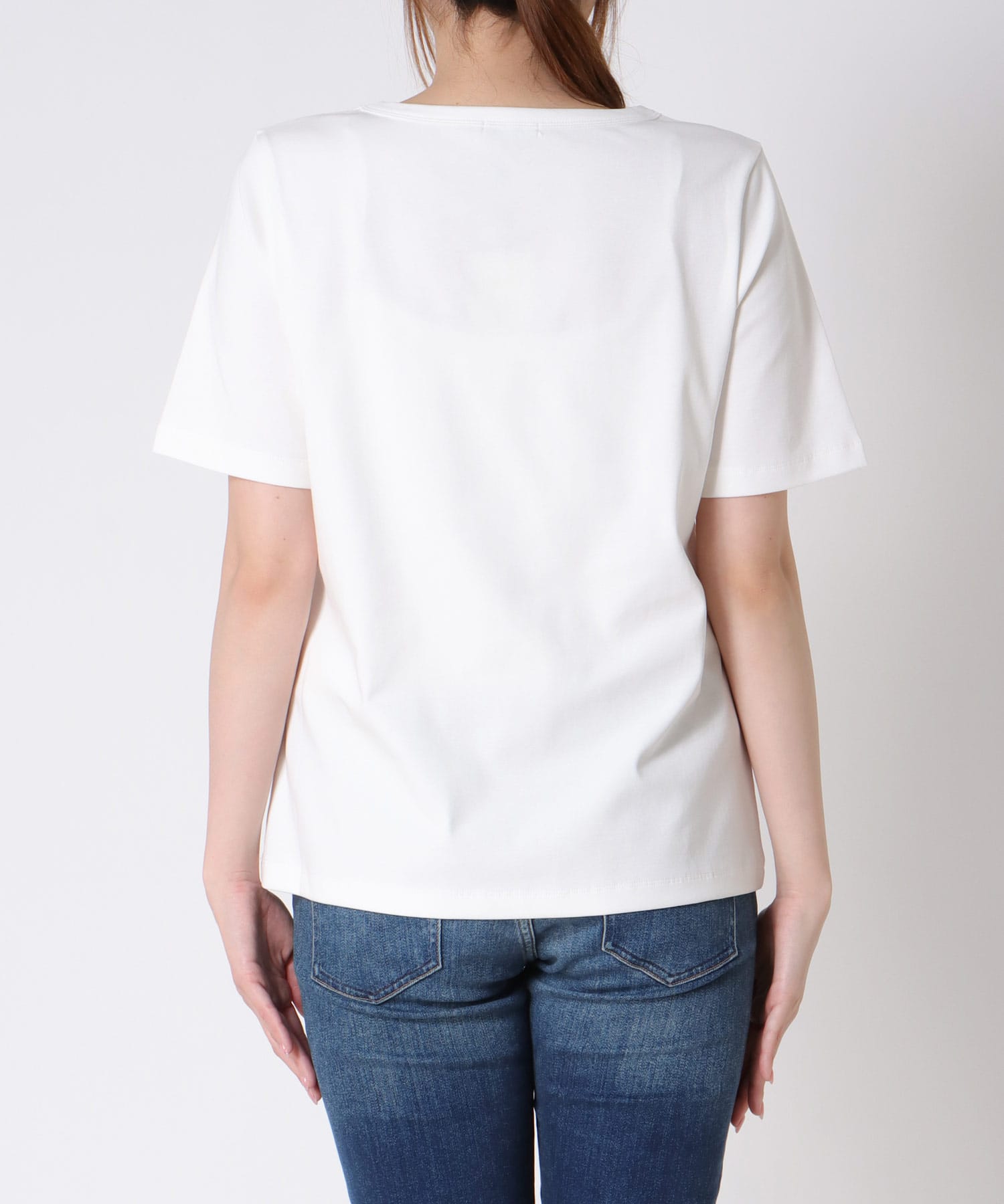 ワイドネックプリントTシャツ