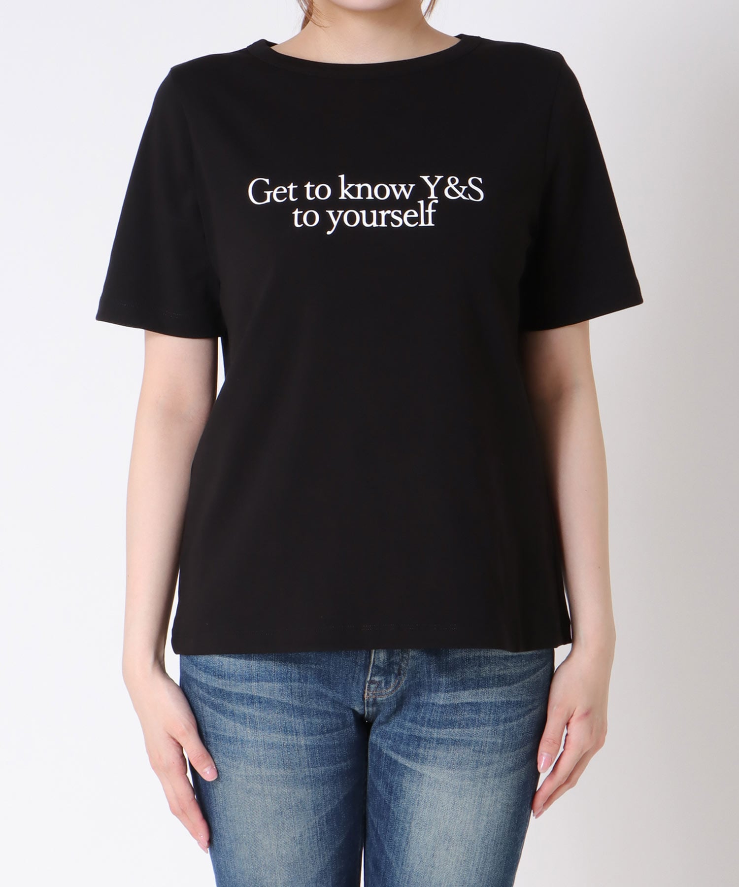 ワイドネックプリントTシャツ