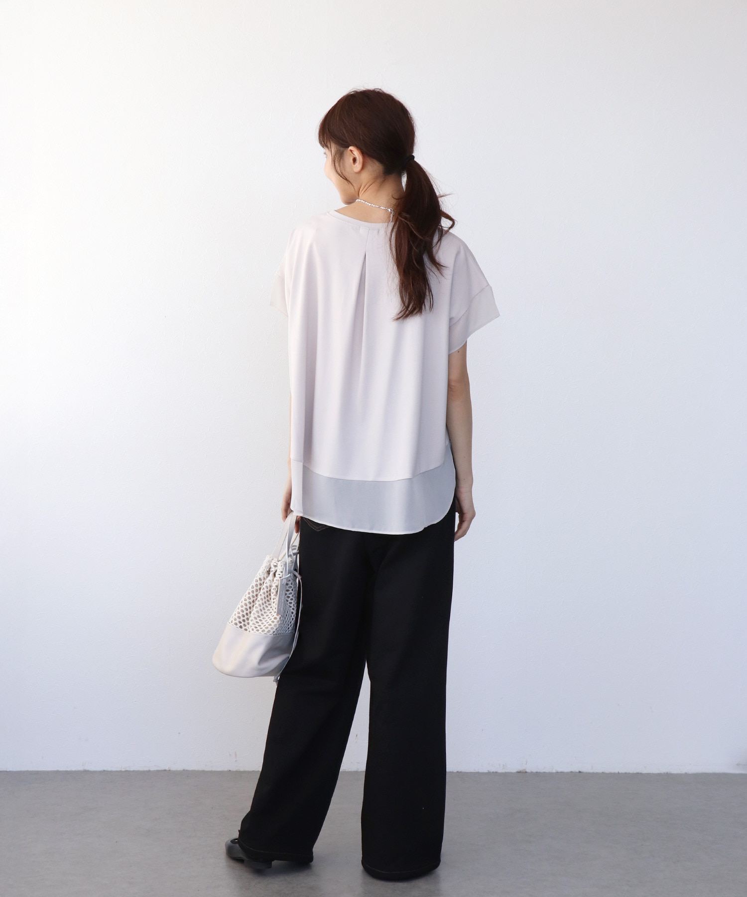 シフォン切替トップス