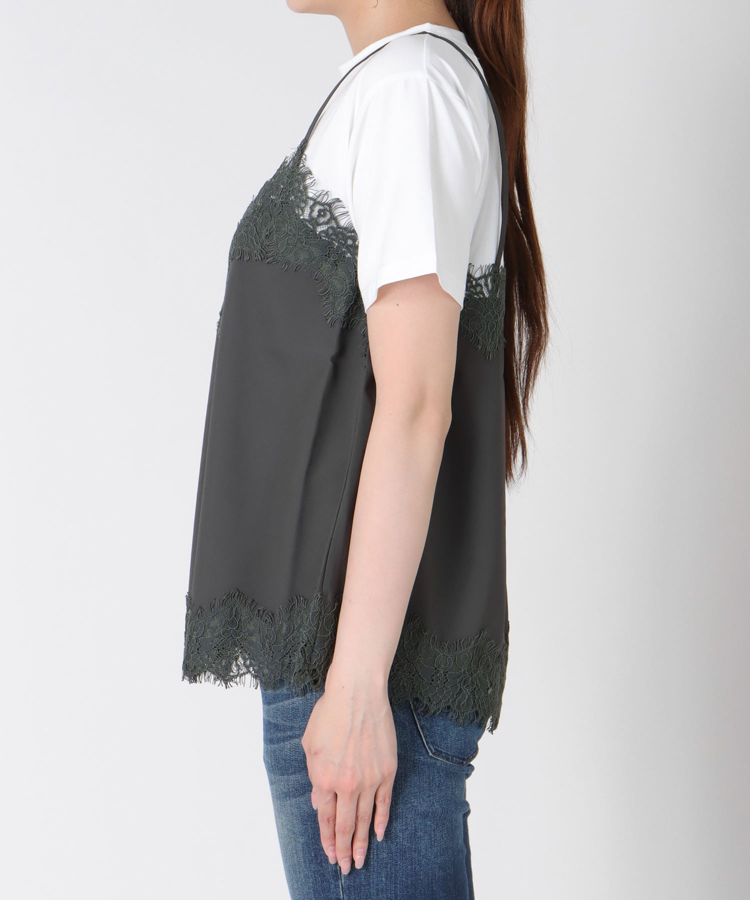 レースキャミ付Tシャツ