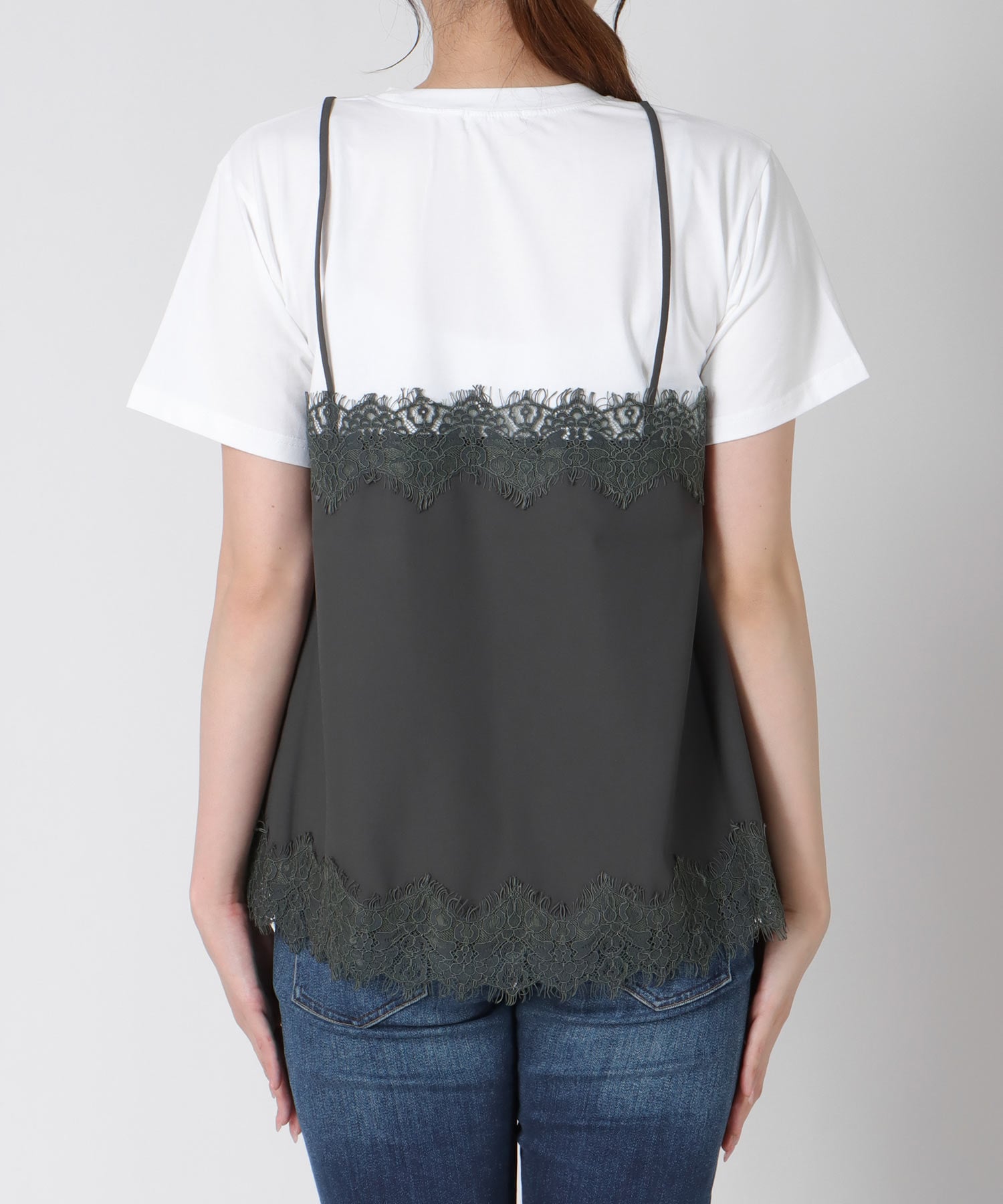 レースキャミ付Tシャツ