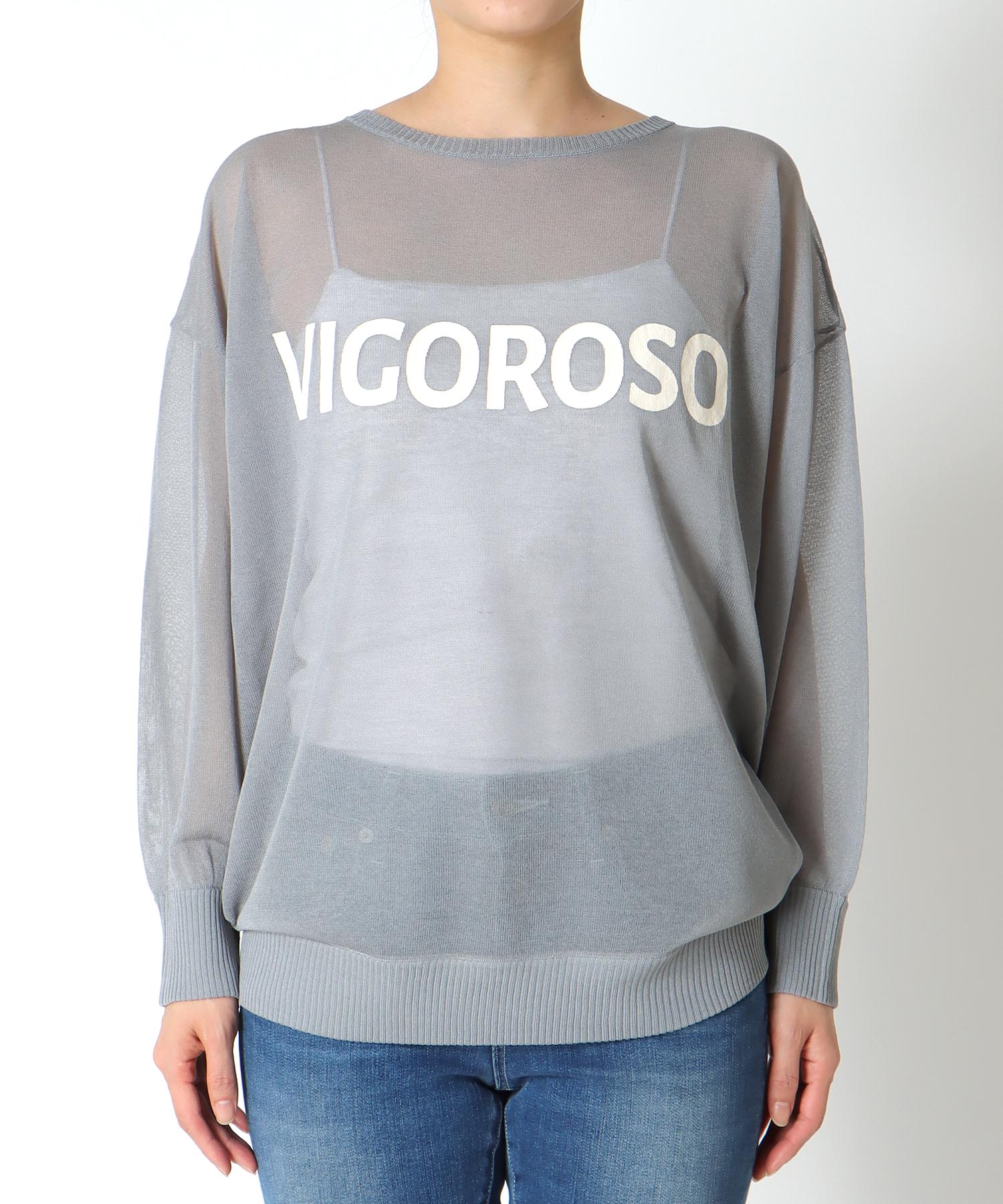 ロゴプリントシアーニット