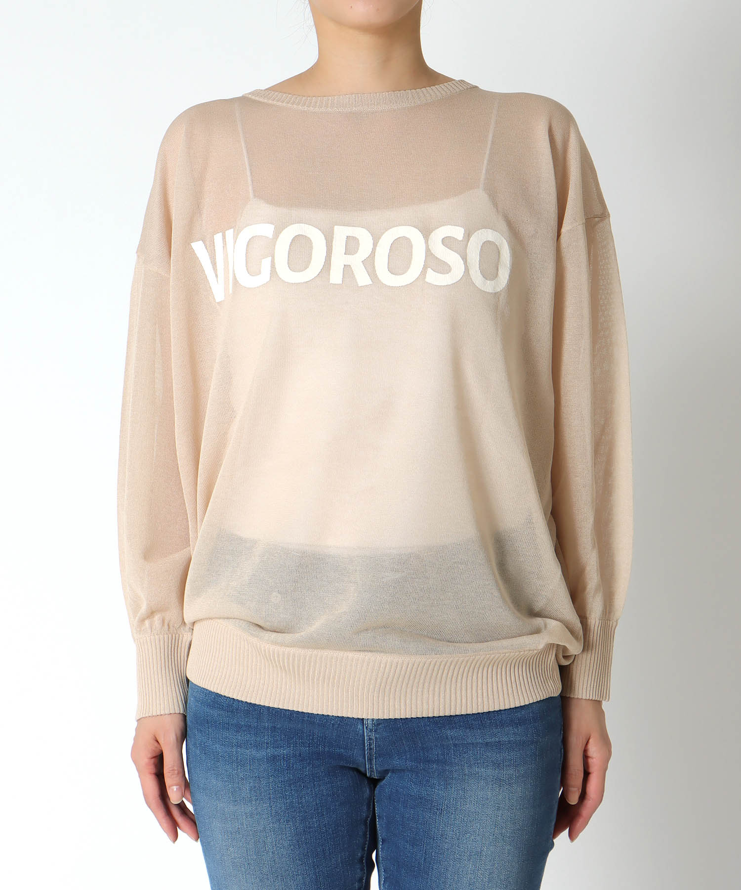 ロゴプリントシアーニット