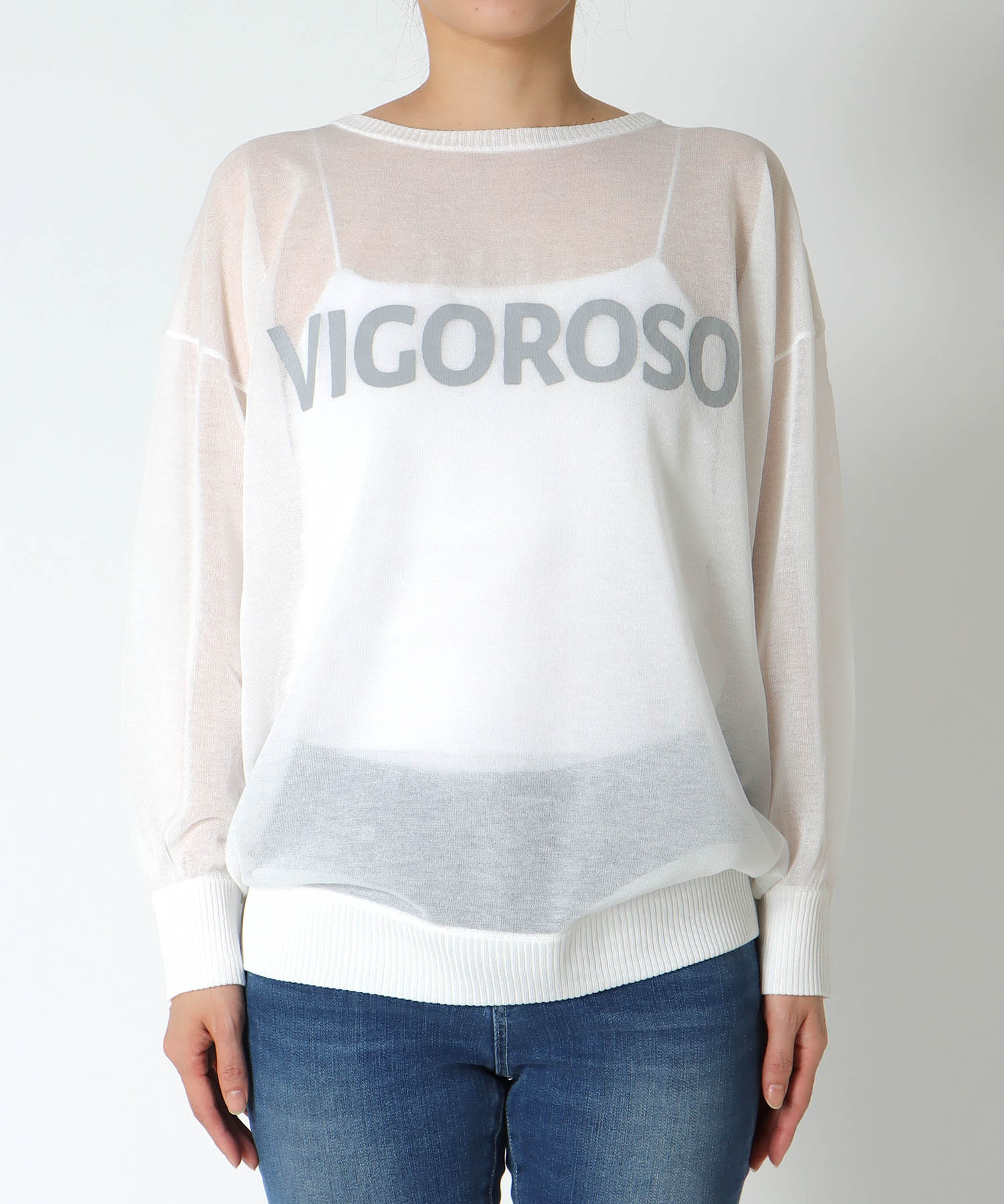 ロゴプリントシアーニット