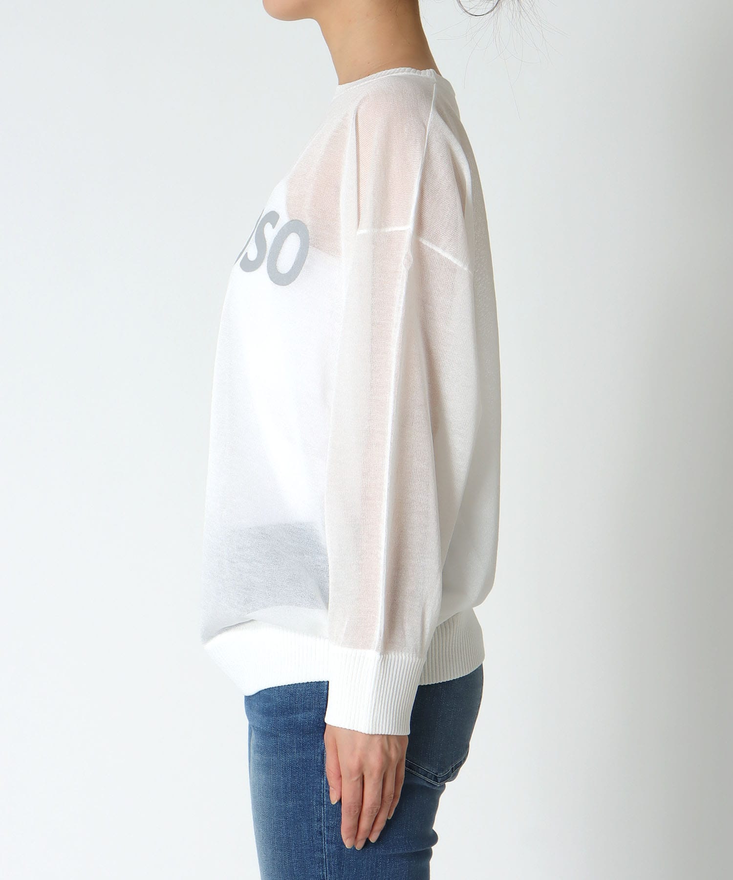 ロゴプリントシアーニット