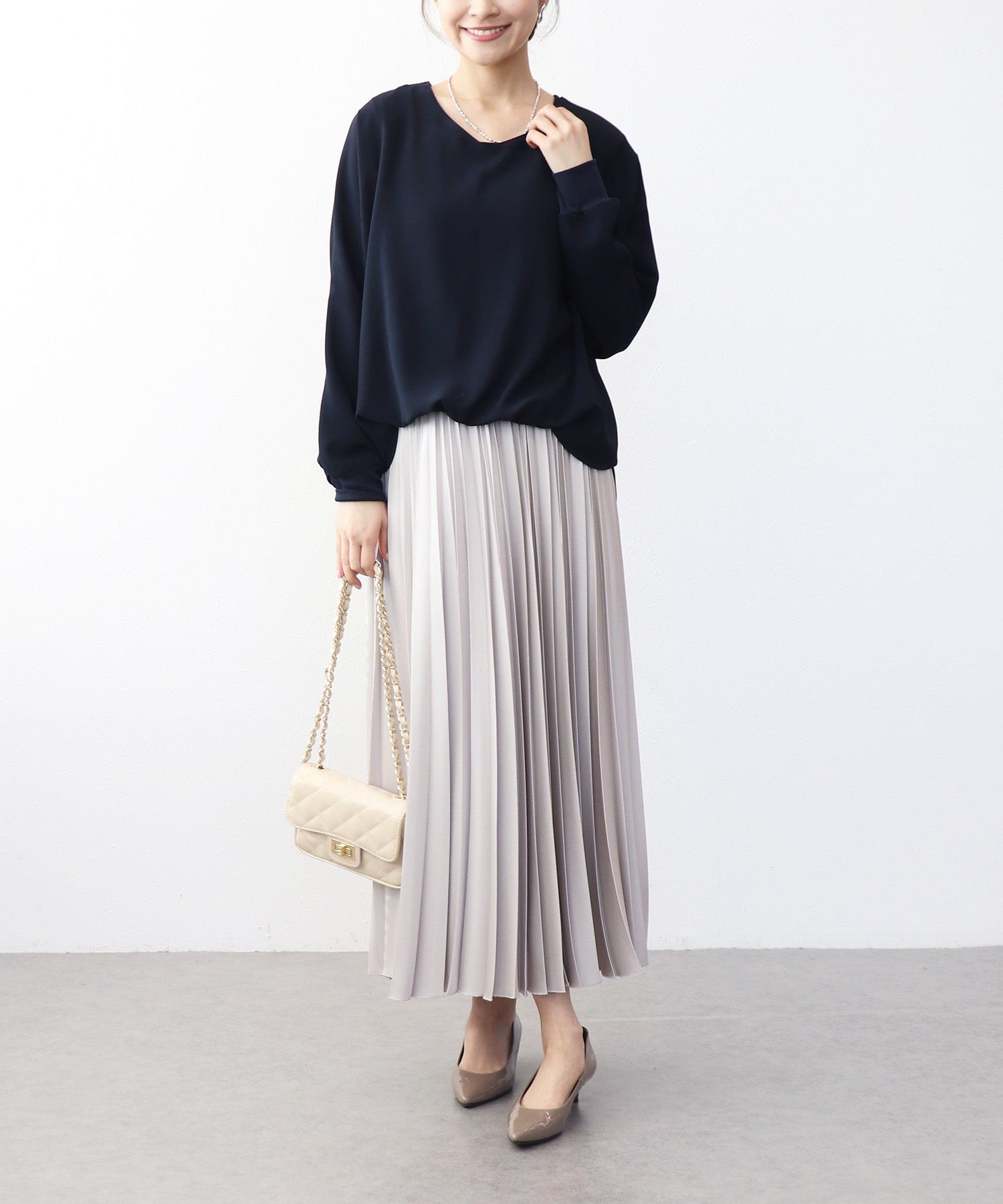 《新色追加》ブラウジング袖リブブラウス