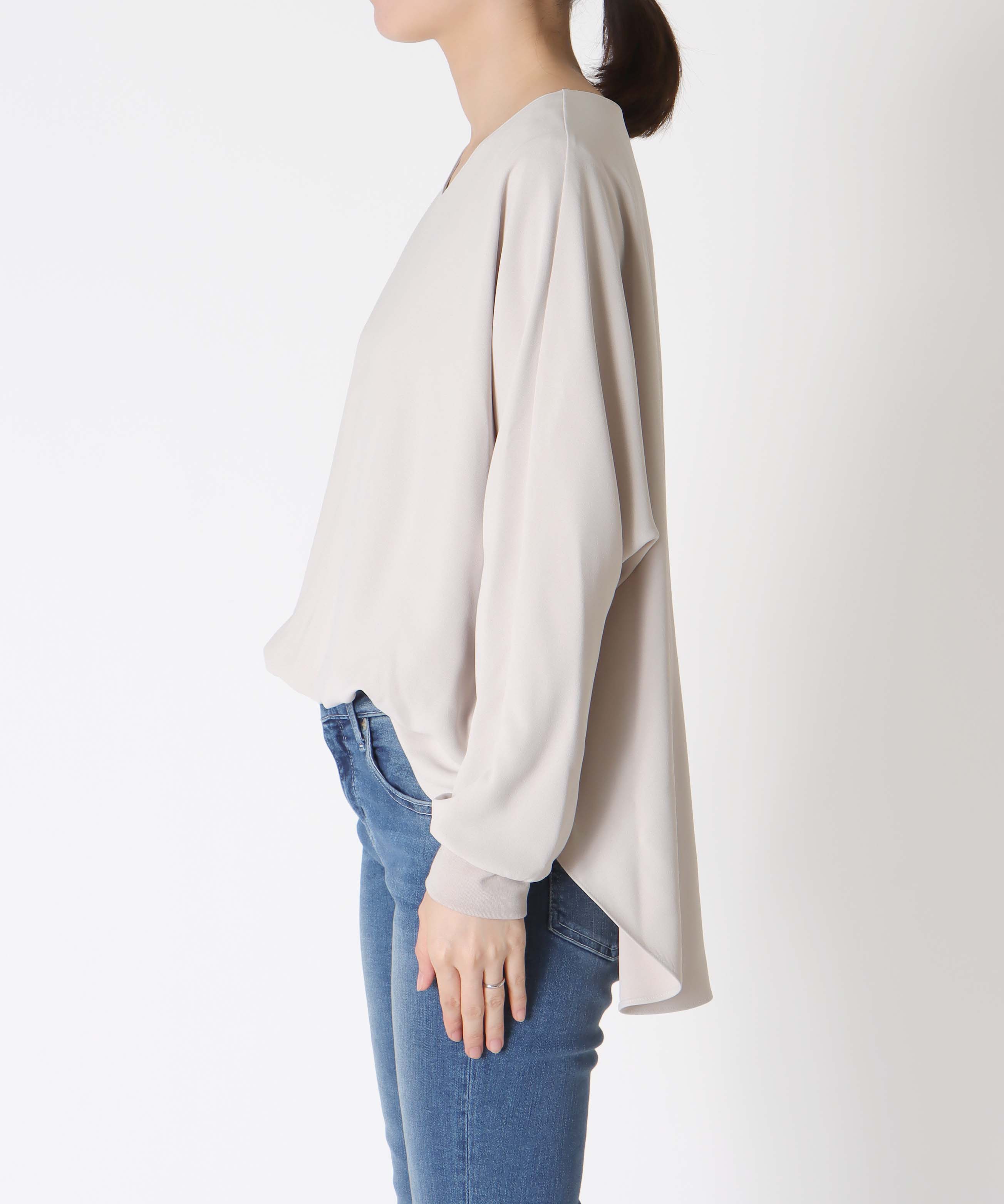 ブラウジング袖リブブラウス