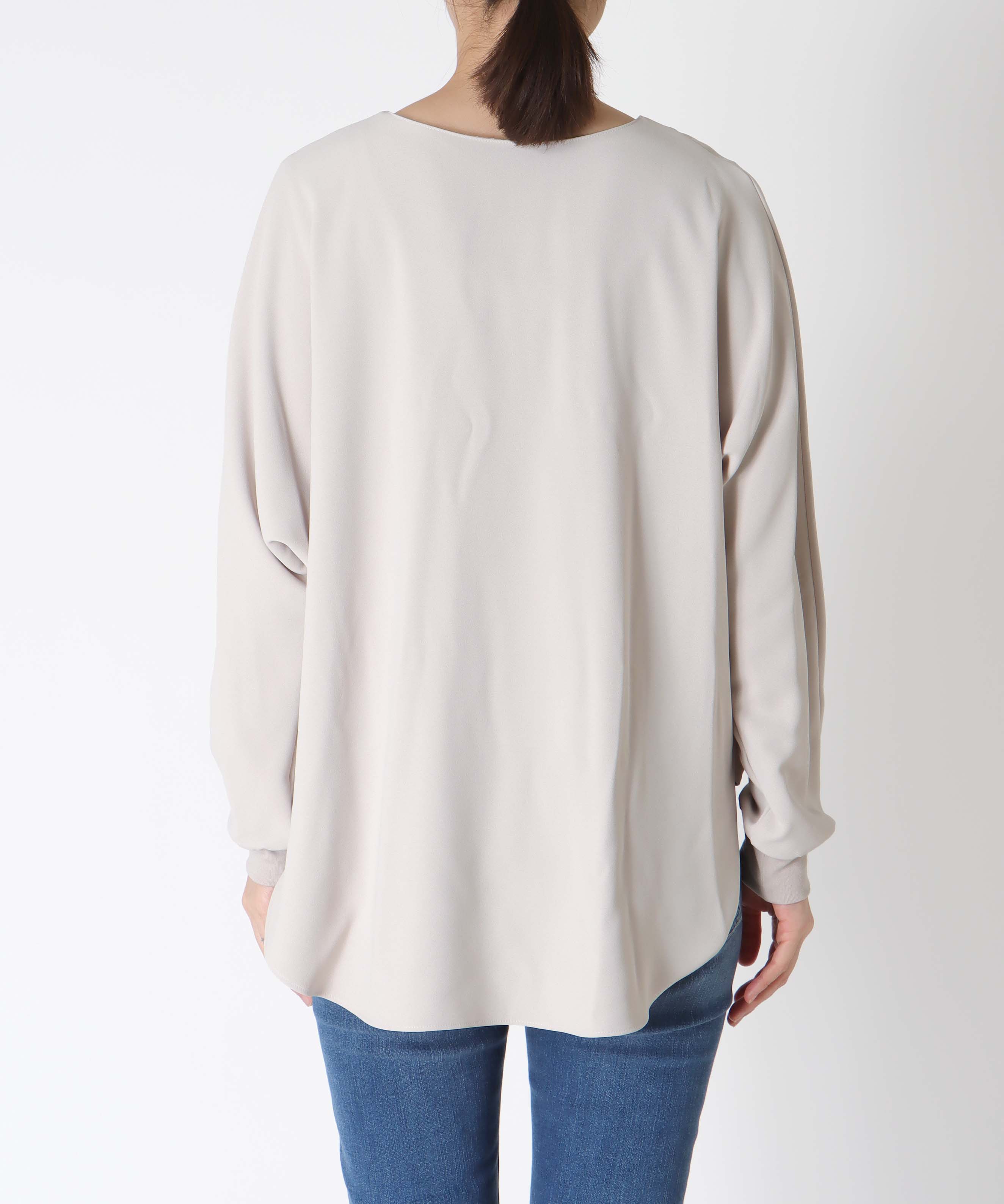 ブラウジング袖リブブラウス