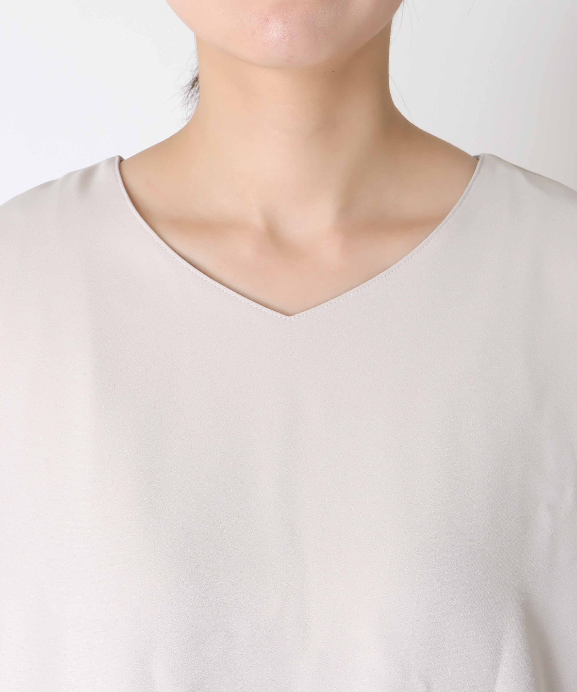 ブラウジング袖リブブラウス