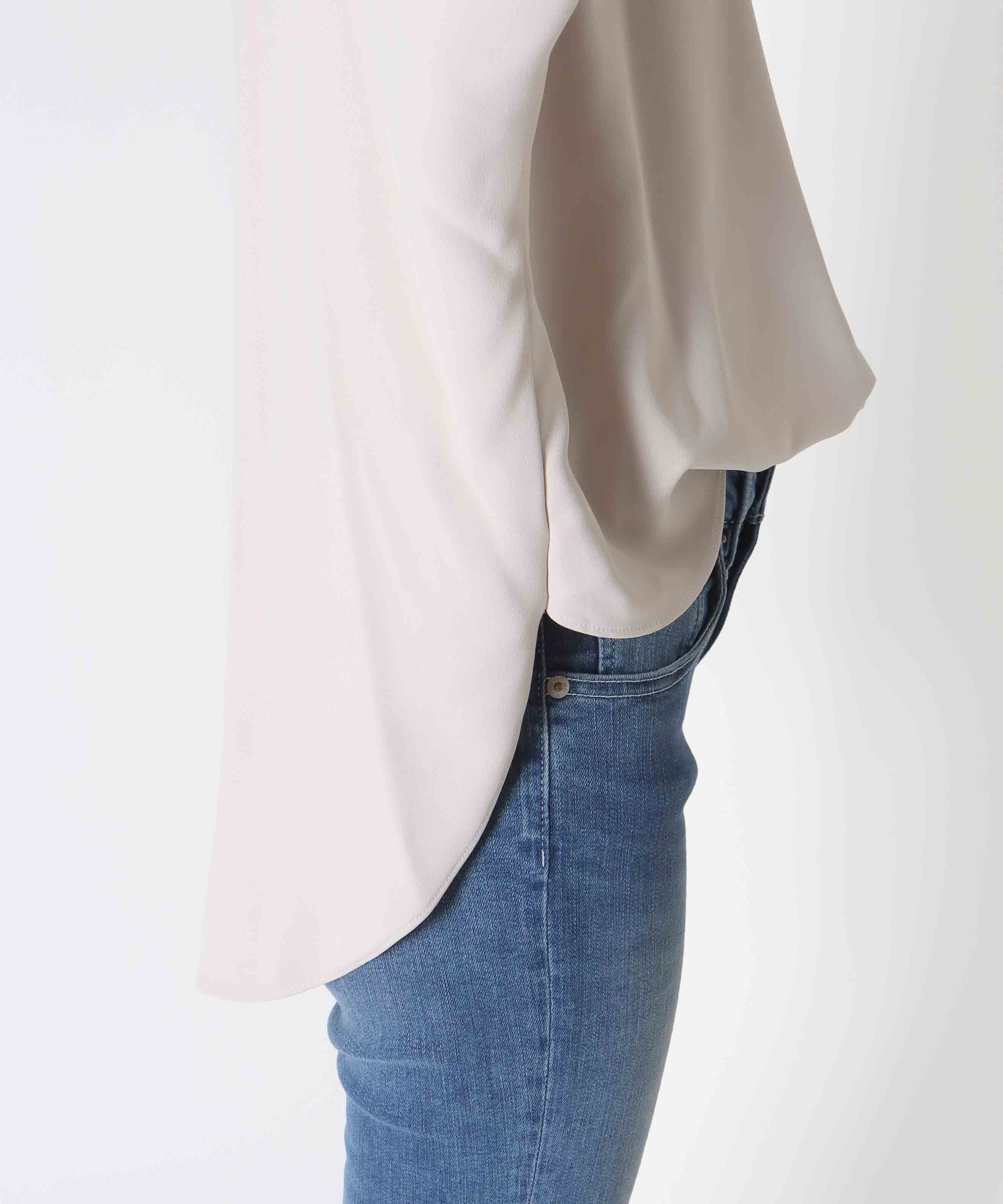 ブラウジング袖リブブラウス