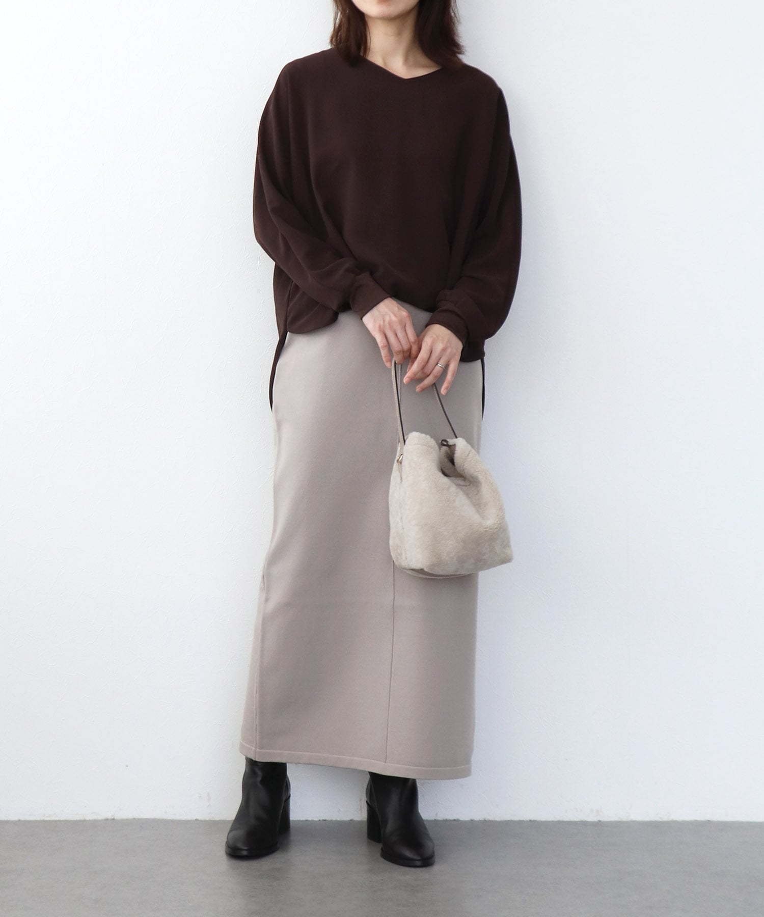 ブラウジング袖リブブラウス