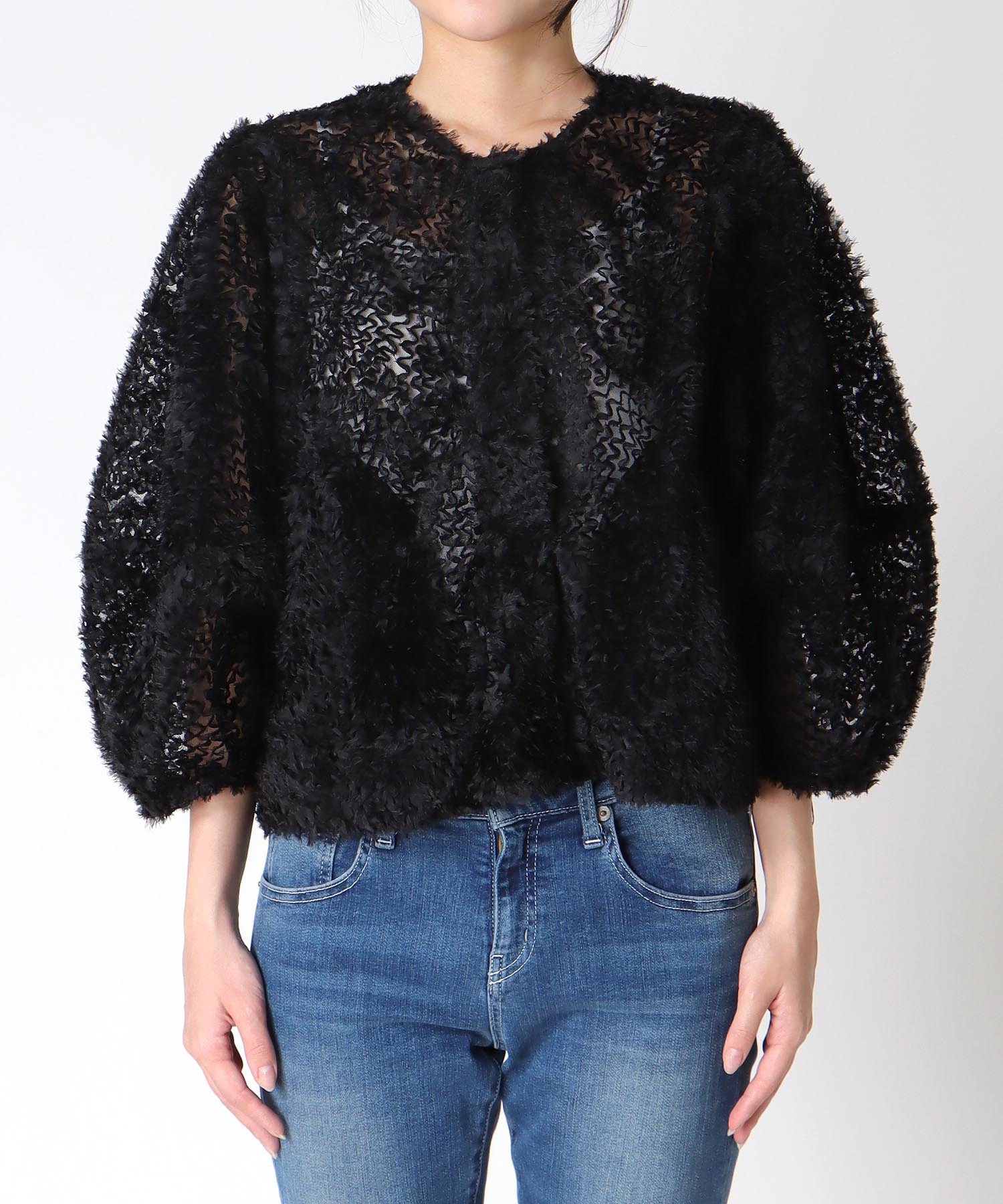 チュールフリルノーカラージャケット