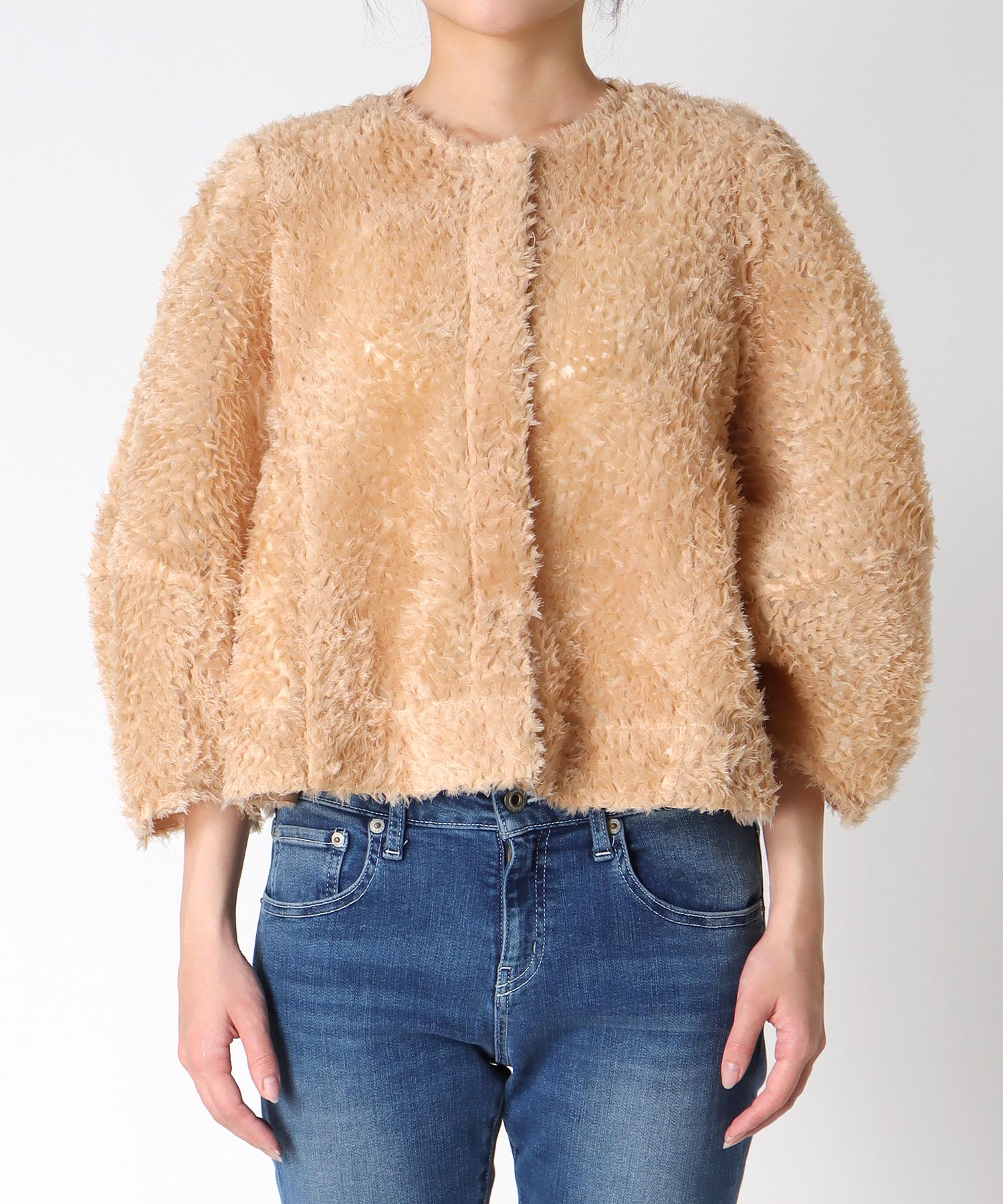 チュールフリルノーカラージャケット