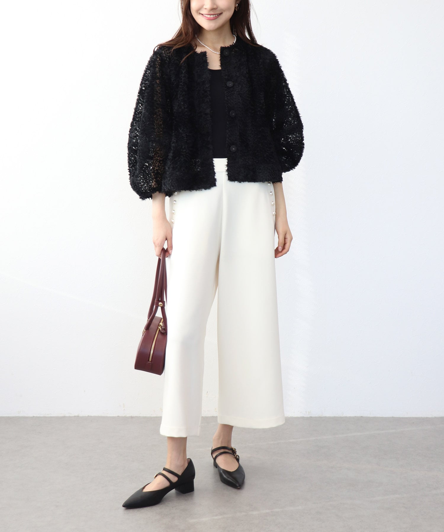 チュールフリルノーカラージャケット