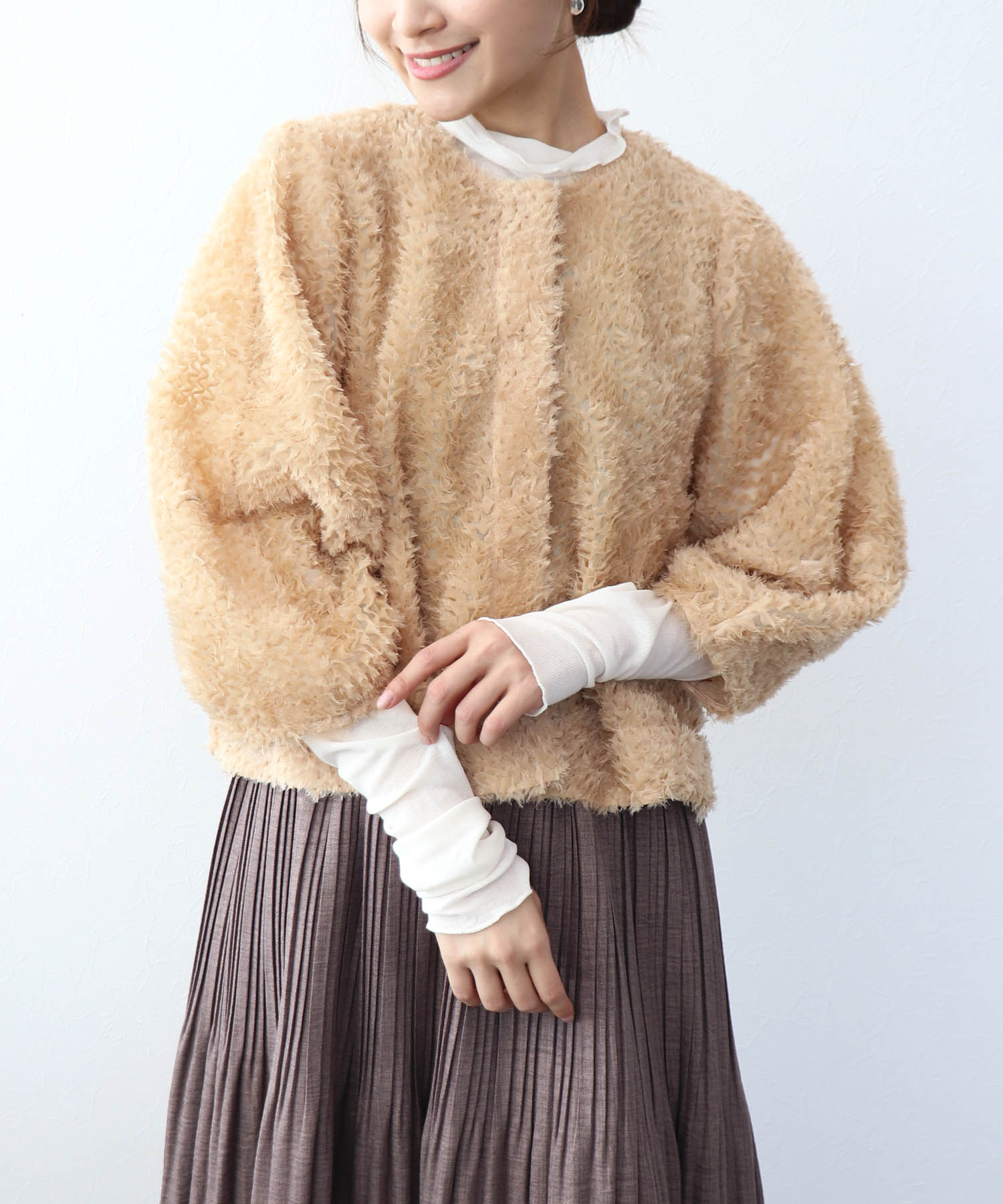 チュールフリルノーカラージャケット