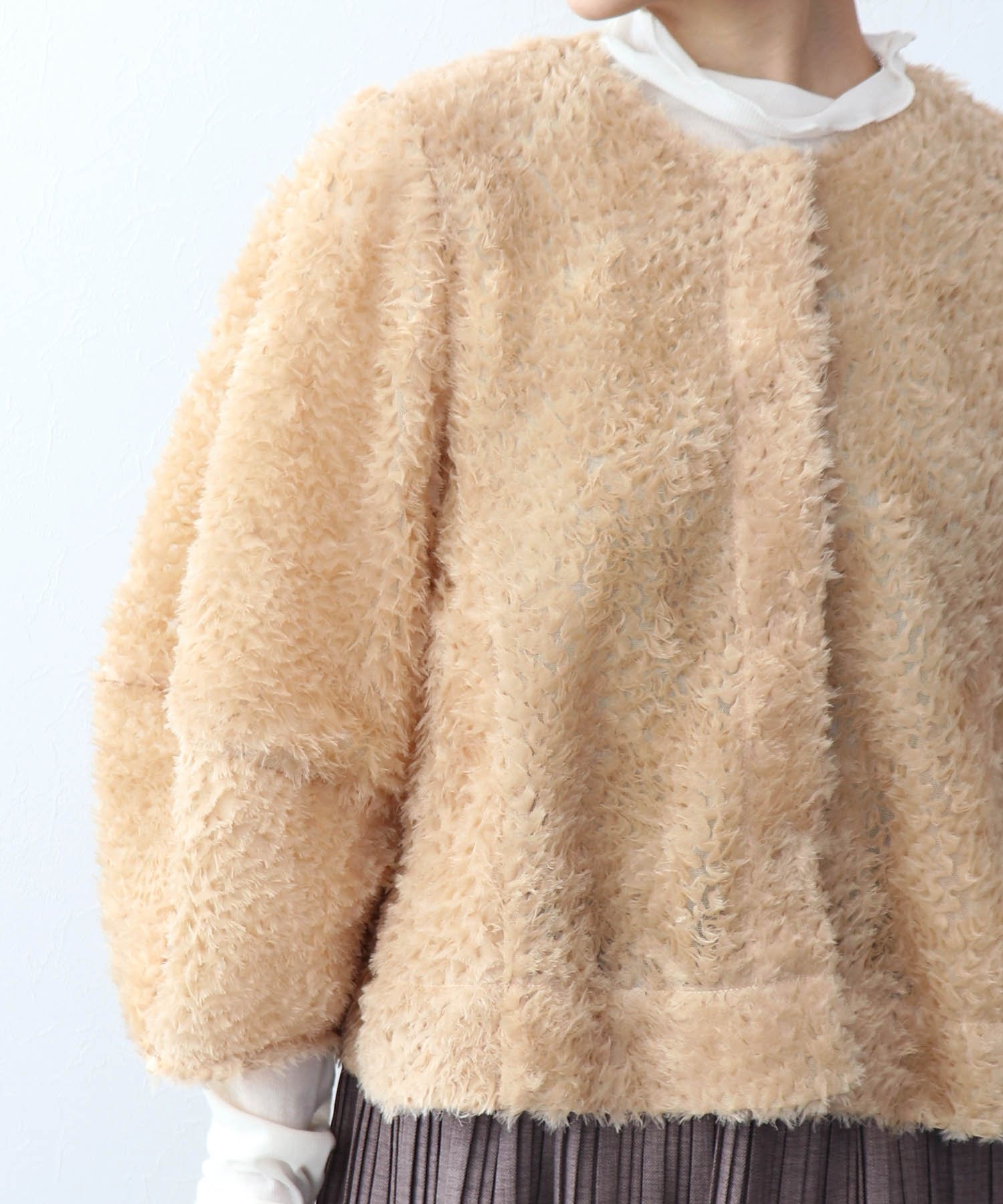 チュールフリルノーカラージャケット