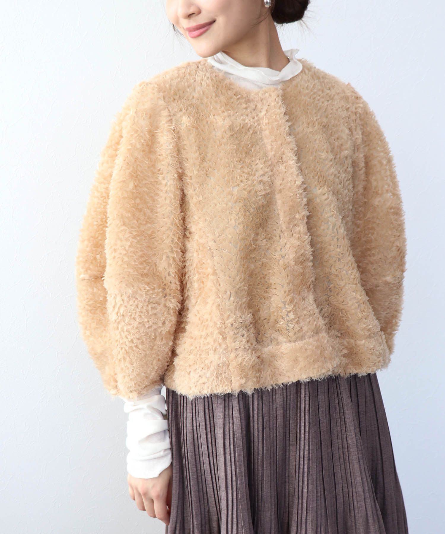 チュールフリルノーカラージャケット