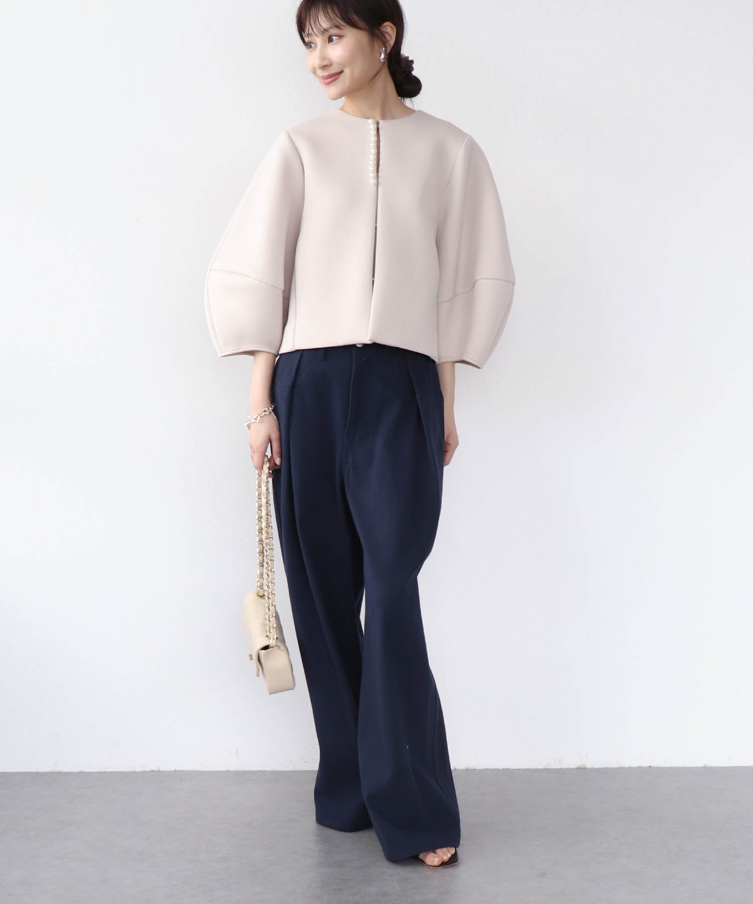 パールデザインノーカラージャケット