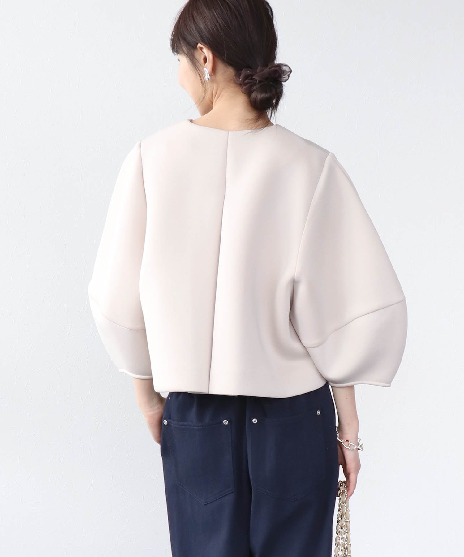 パールデザインノーカラージャケット