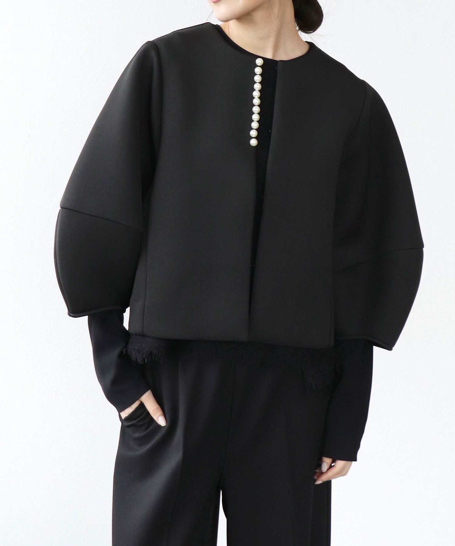パールデザインノーカラージャケット