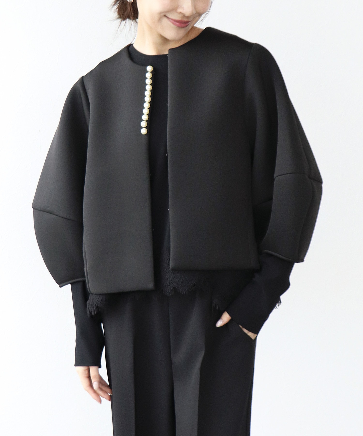 パールデザインノーカラージャケット