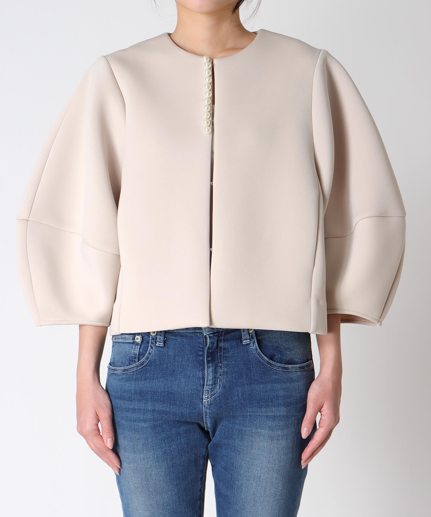 パールデザインノーカラージャケット