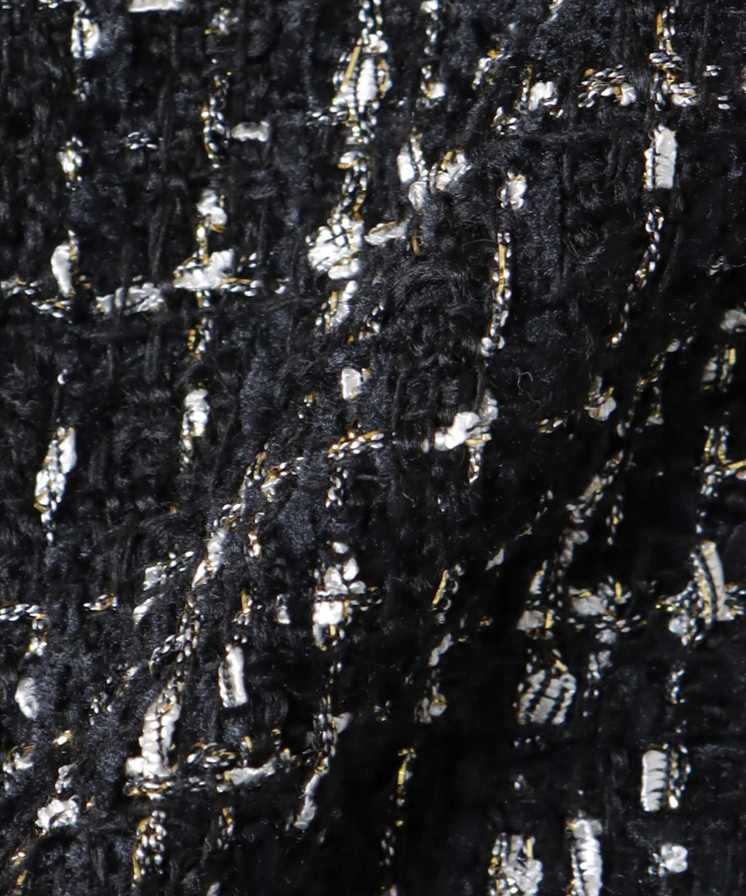 ノーカラーツイードショートベスト