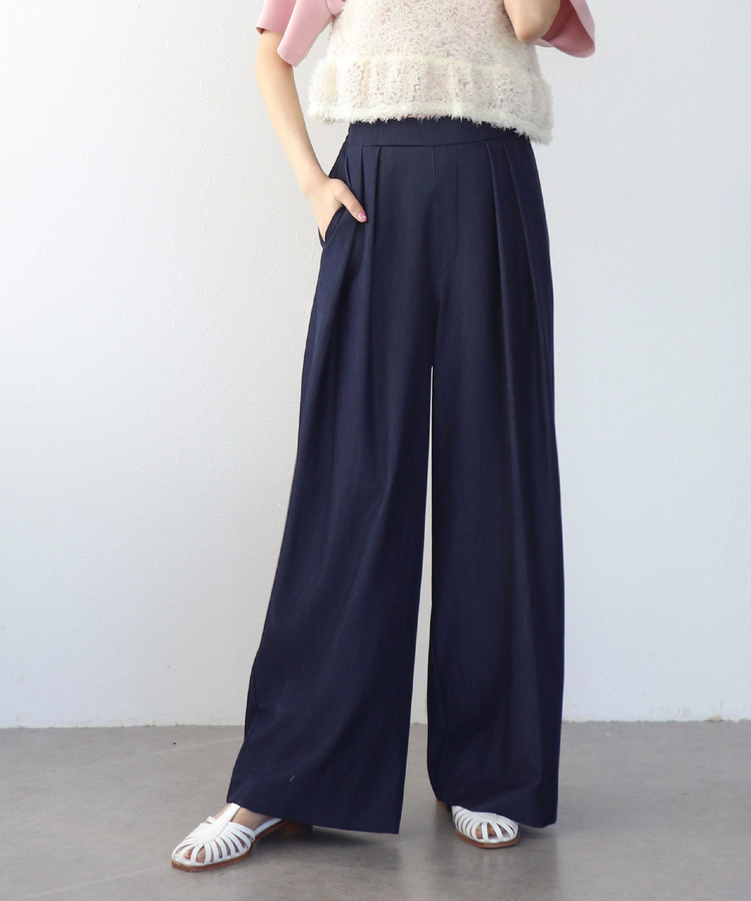 テンセルデニム2タックワイドパンツ