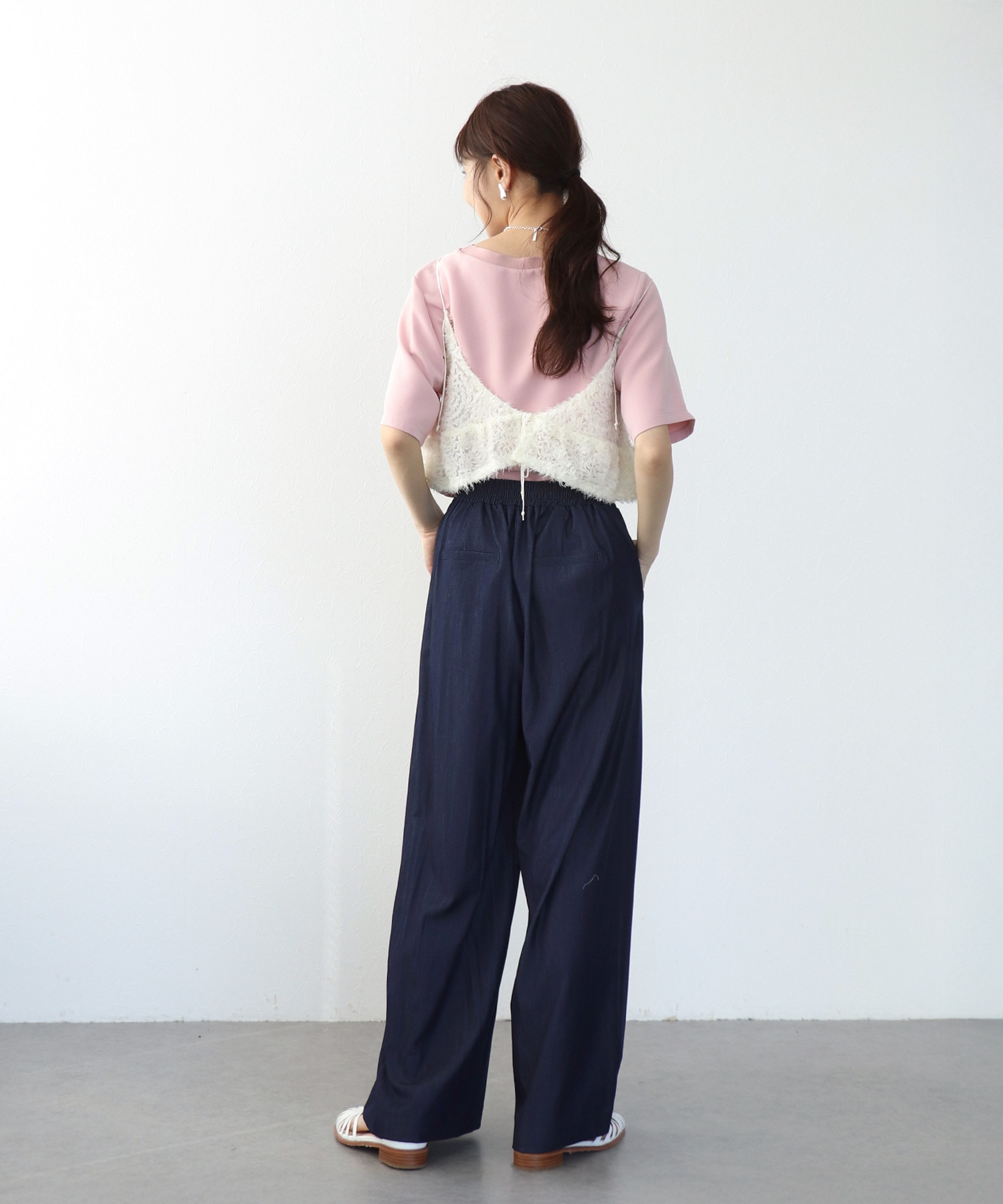 テンセルデニム2タックワイドパンツ