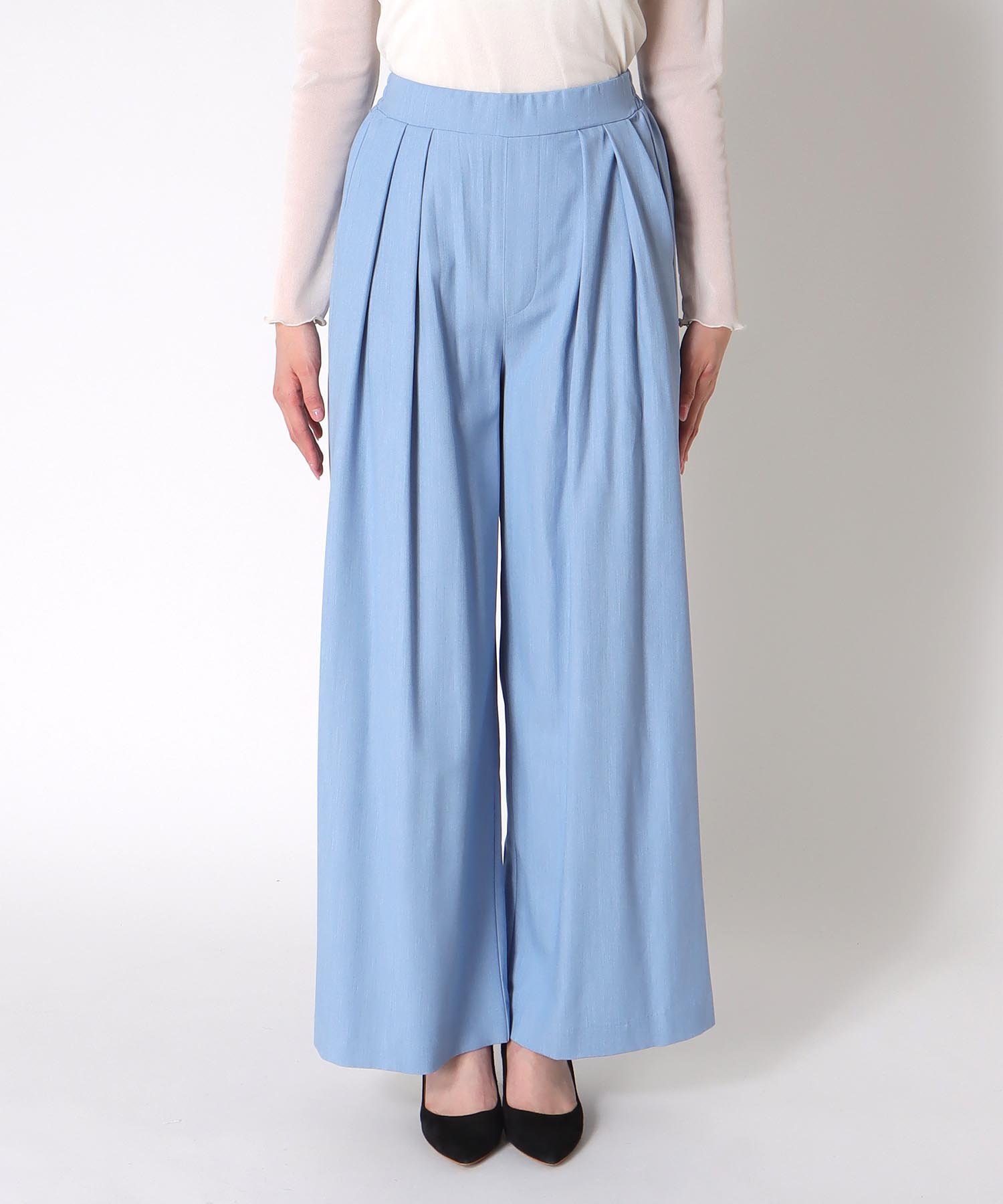 テンセルデニム2タックワイドパンツ