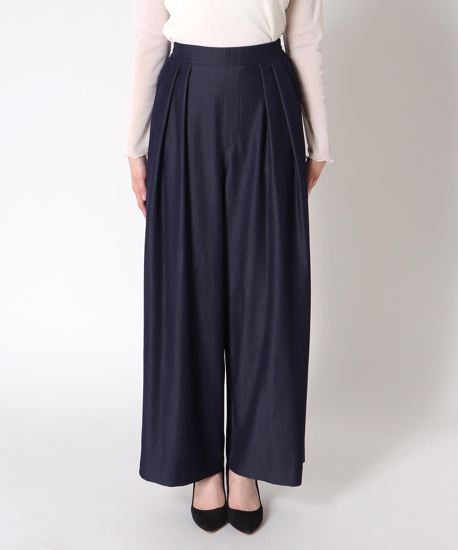 テンセルデニム2タックワイドパンツ