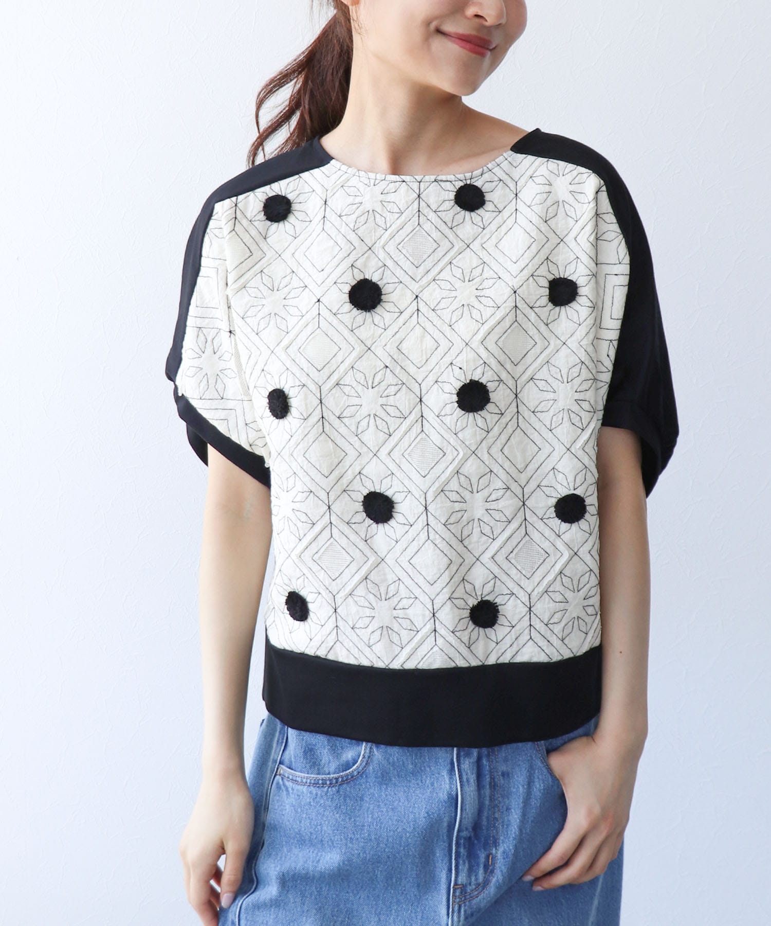 インドカットワーク刺繍ブラウス