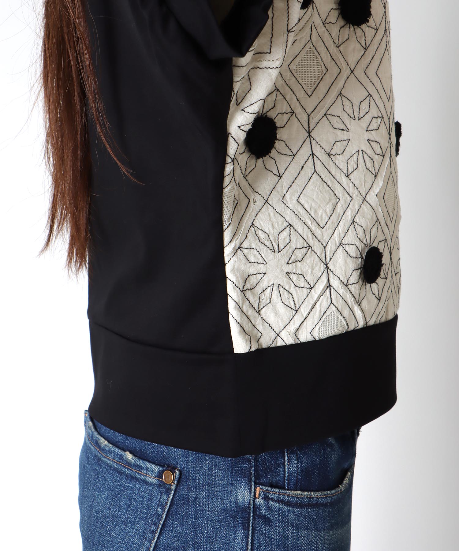 インドカットワーク刺繍ブラウス