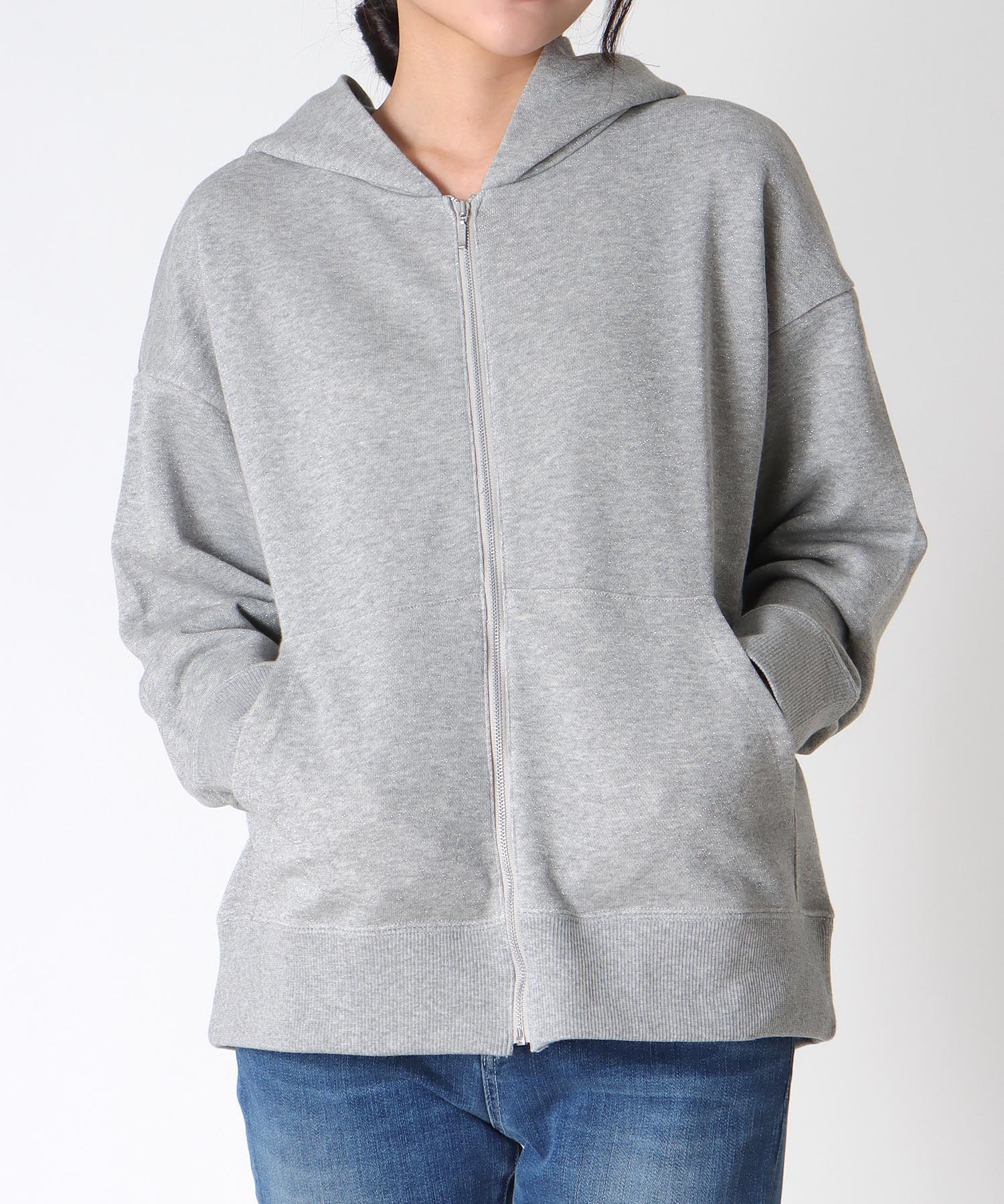 ラメ裏毛フードパーカー