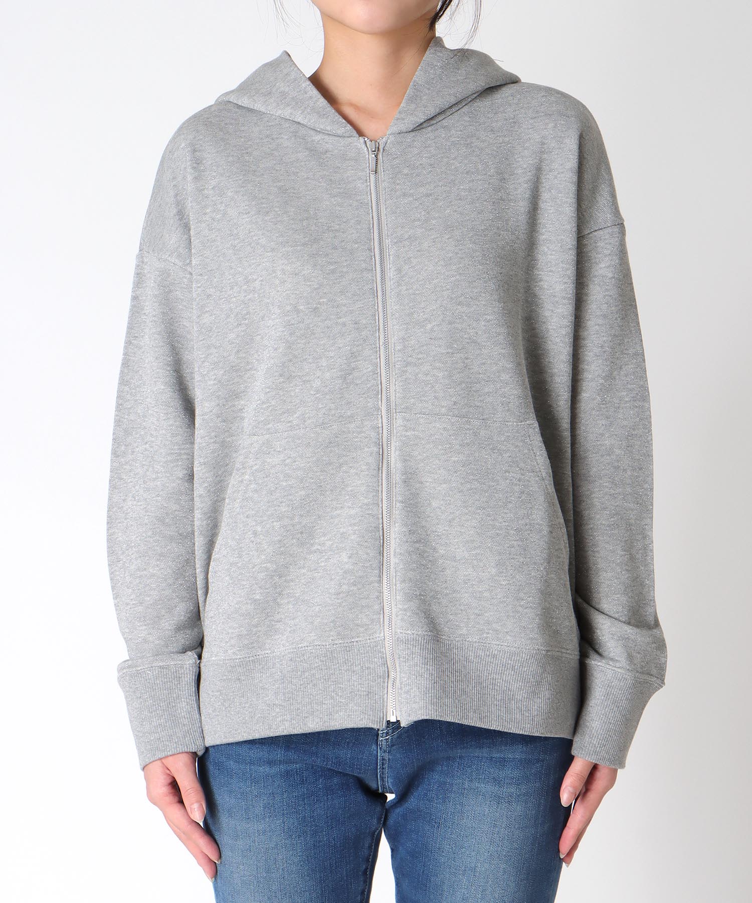 ラメ裏毛フードパーカー