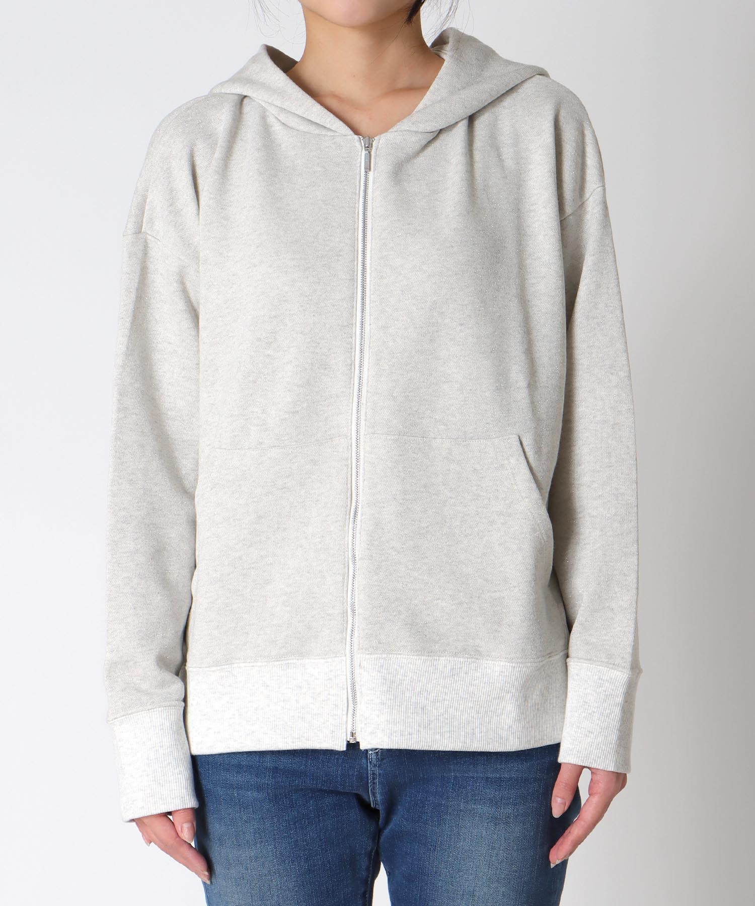 ラメ裏毛フードパーカー