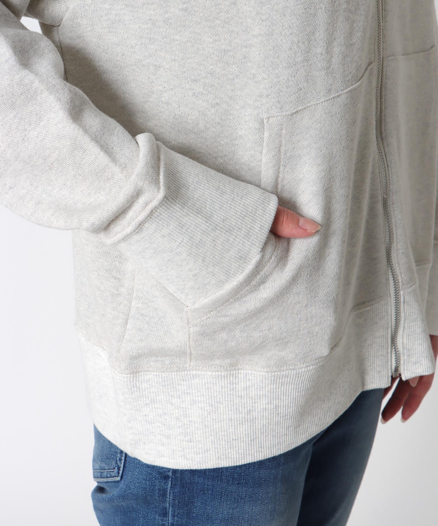 ラメ裏毛フードパーカー