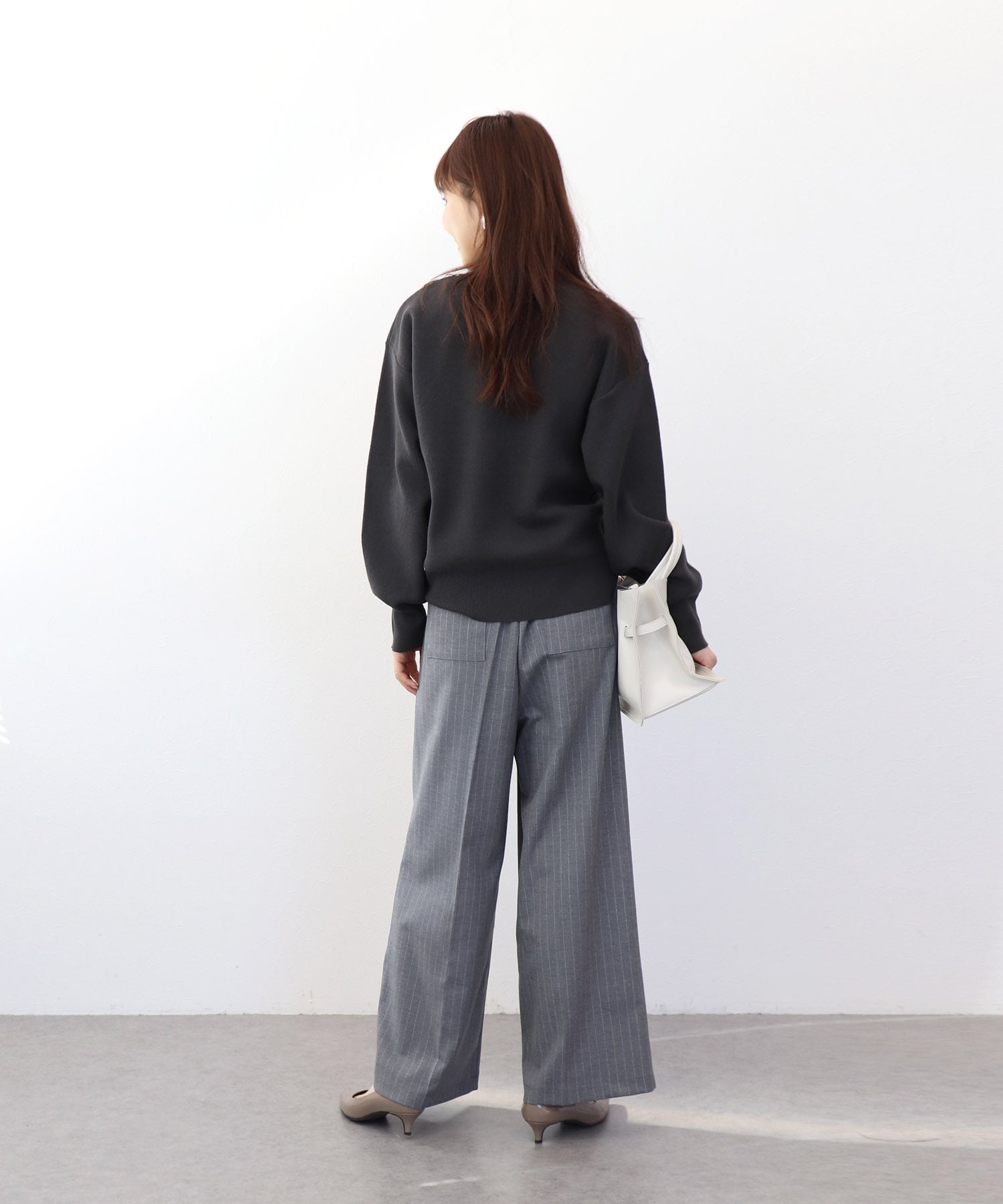 ストライプツイルワイドパンツ