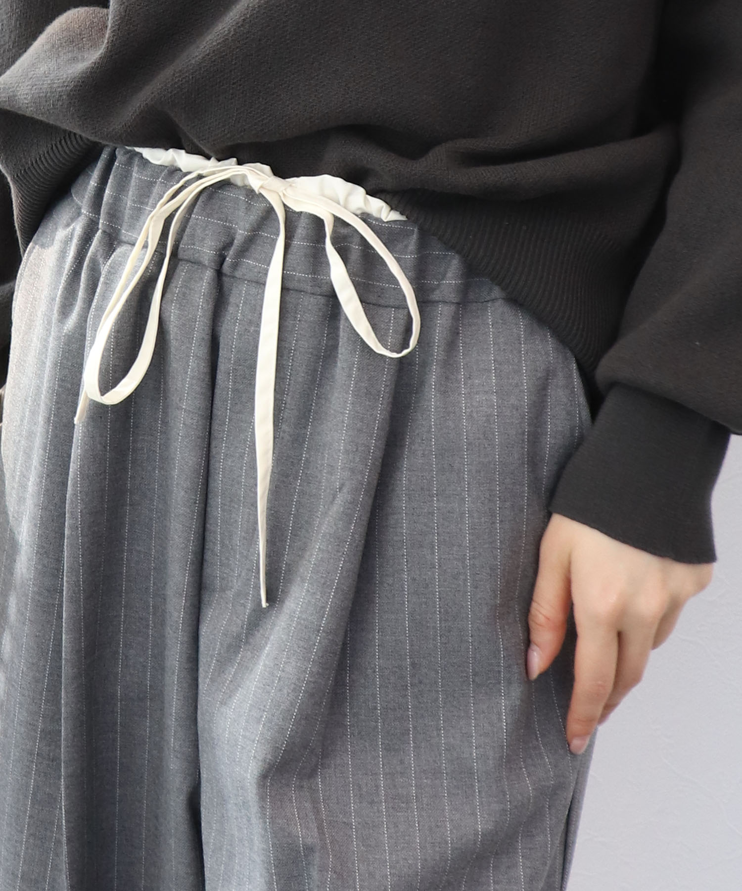 ストライプツイルワイドパンツ