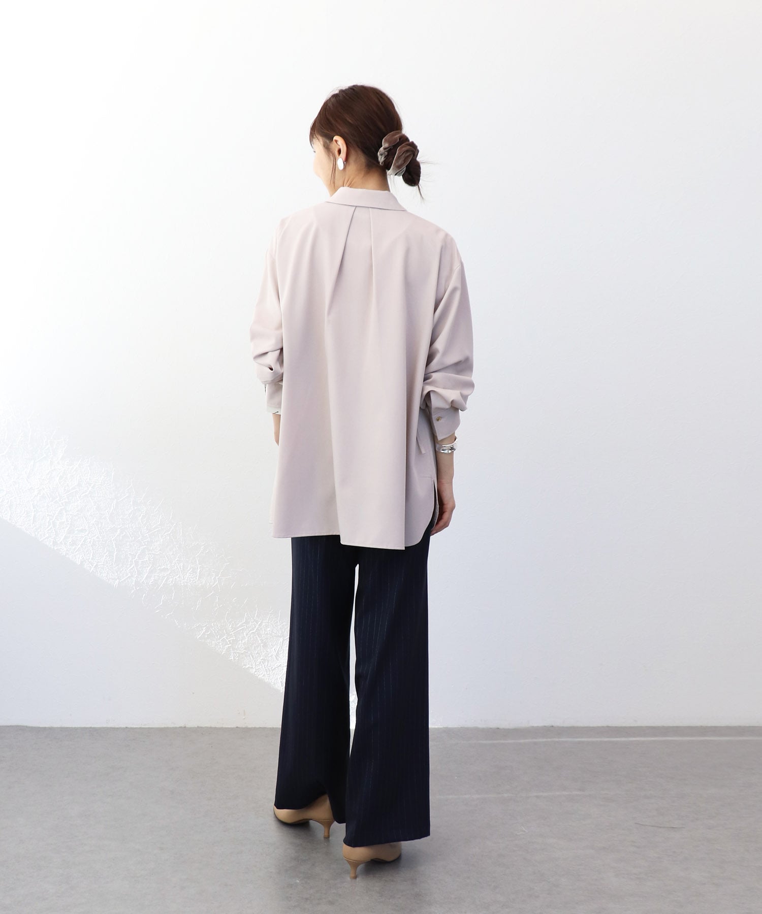 ストライプツイルワイドパンツ