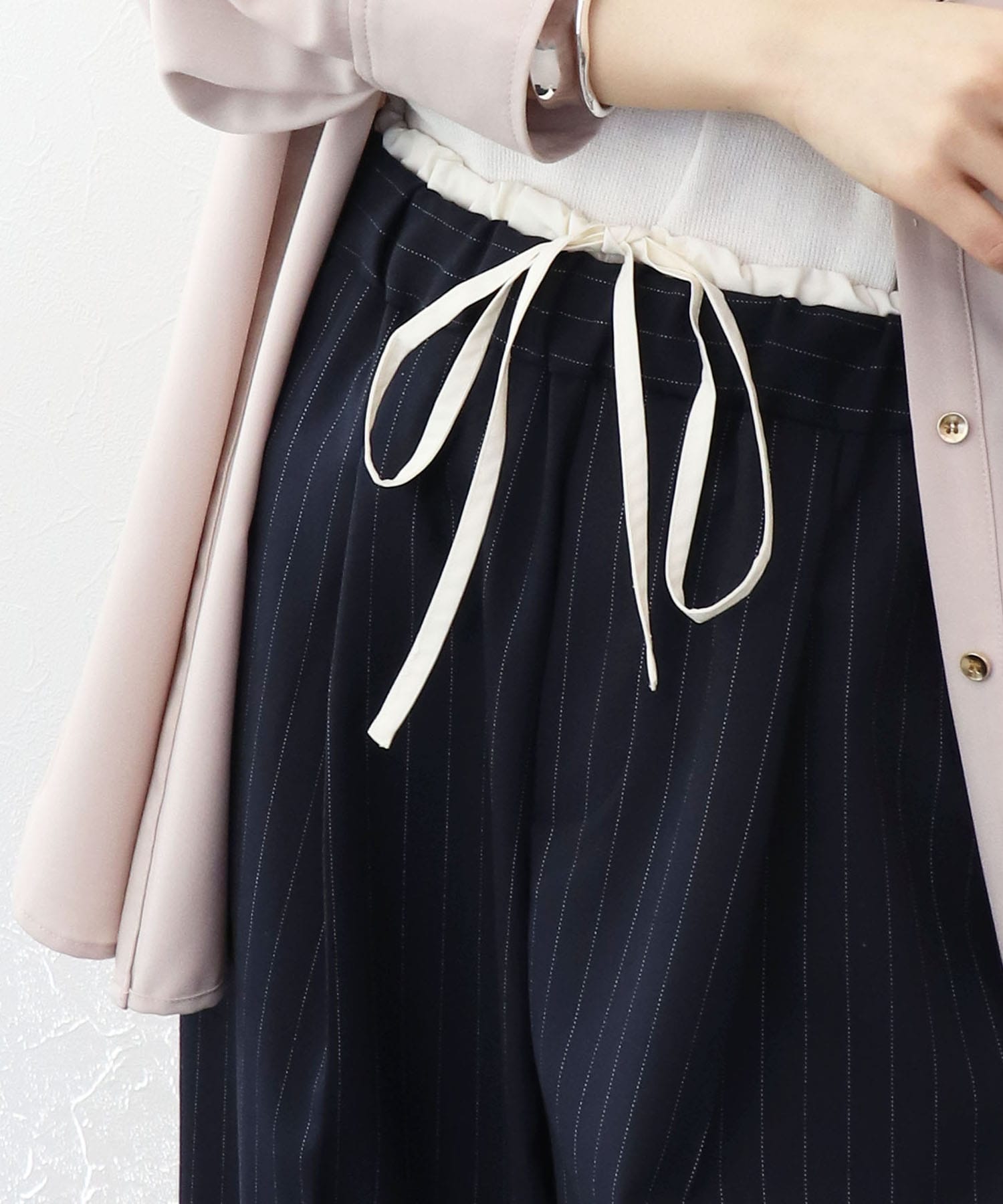 ストライプツイルワイドパンツ