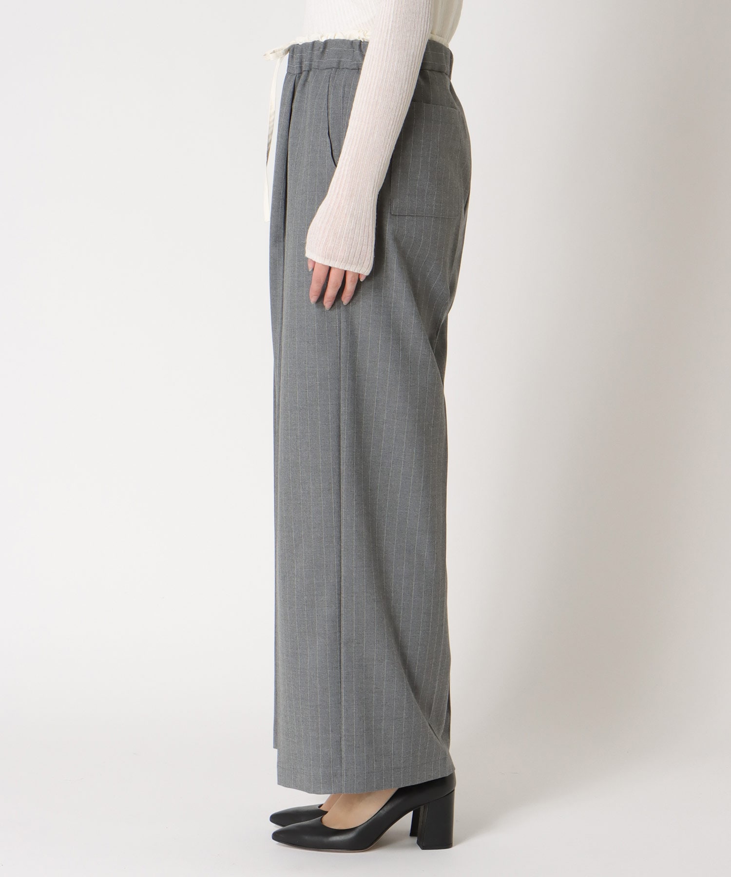 ストライプツイルワイドパンツ