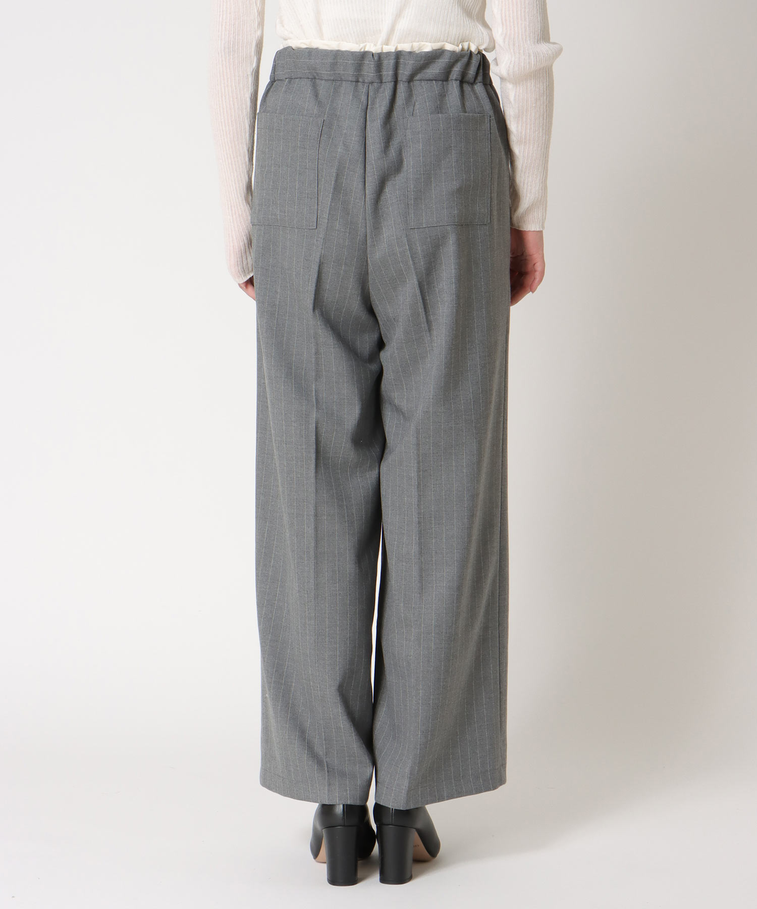 ストライプツイルワイドパンツ