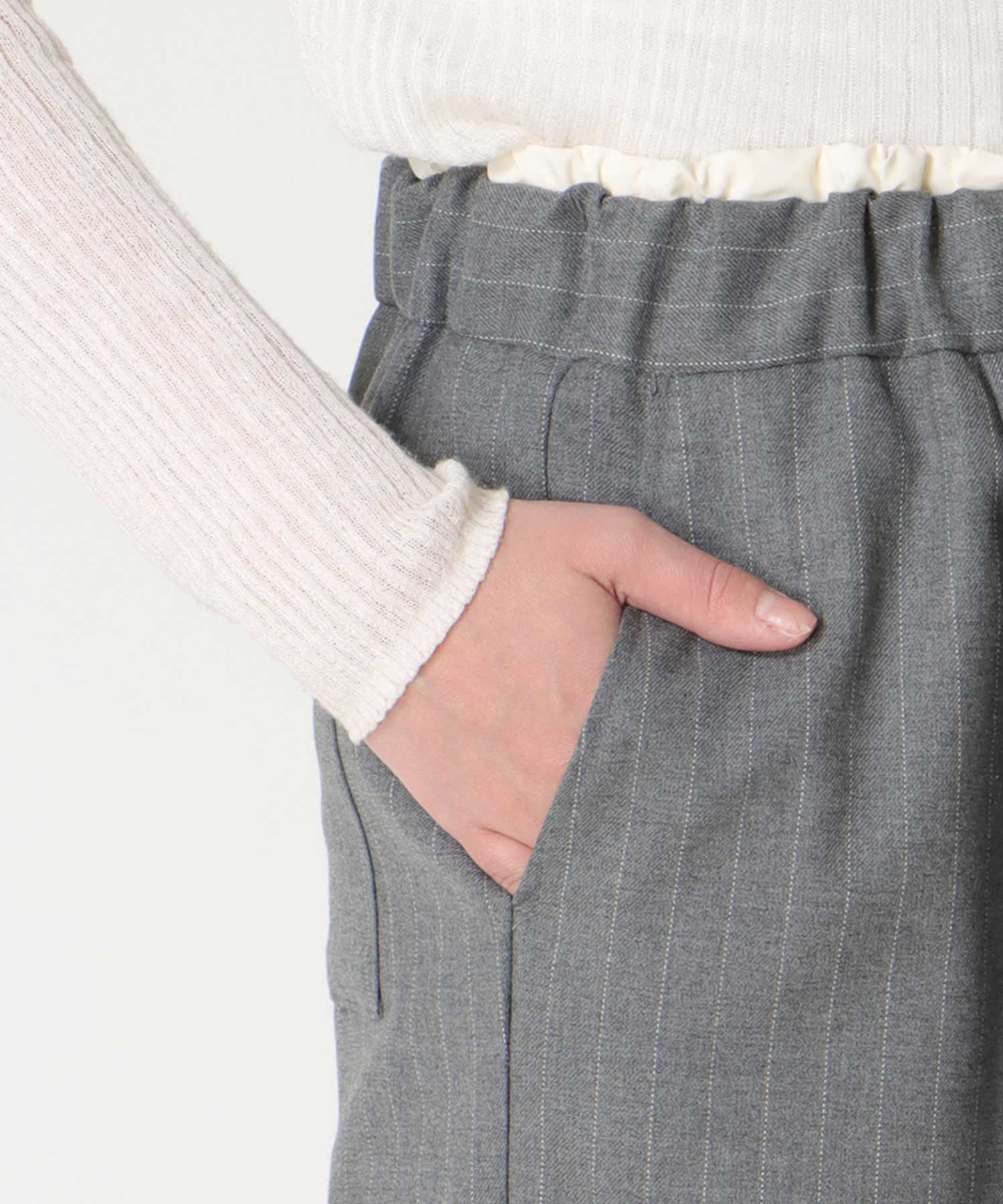 ストライプツイルワイドパンツ