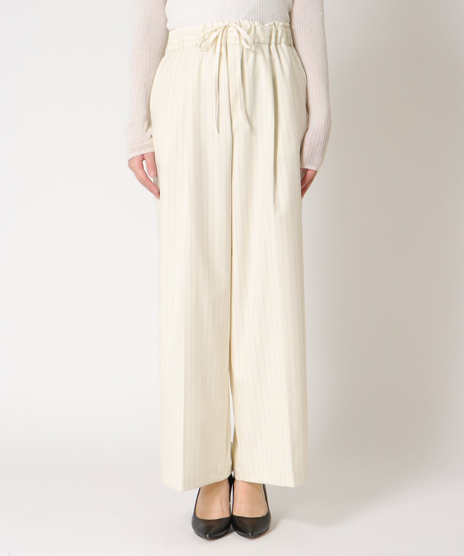 ストライプツイルワイドパンツ