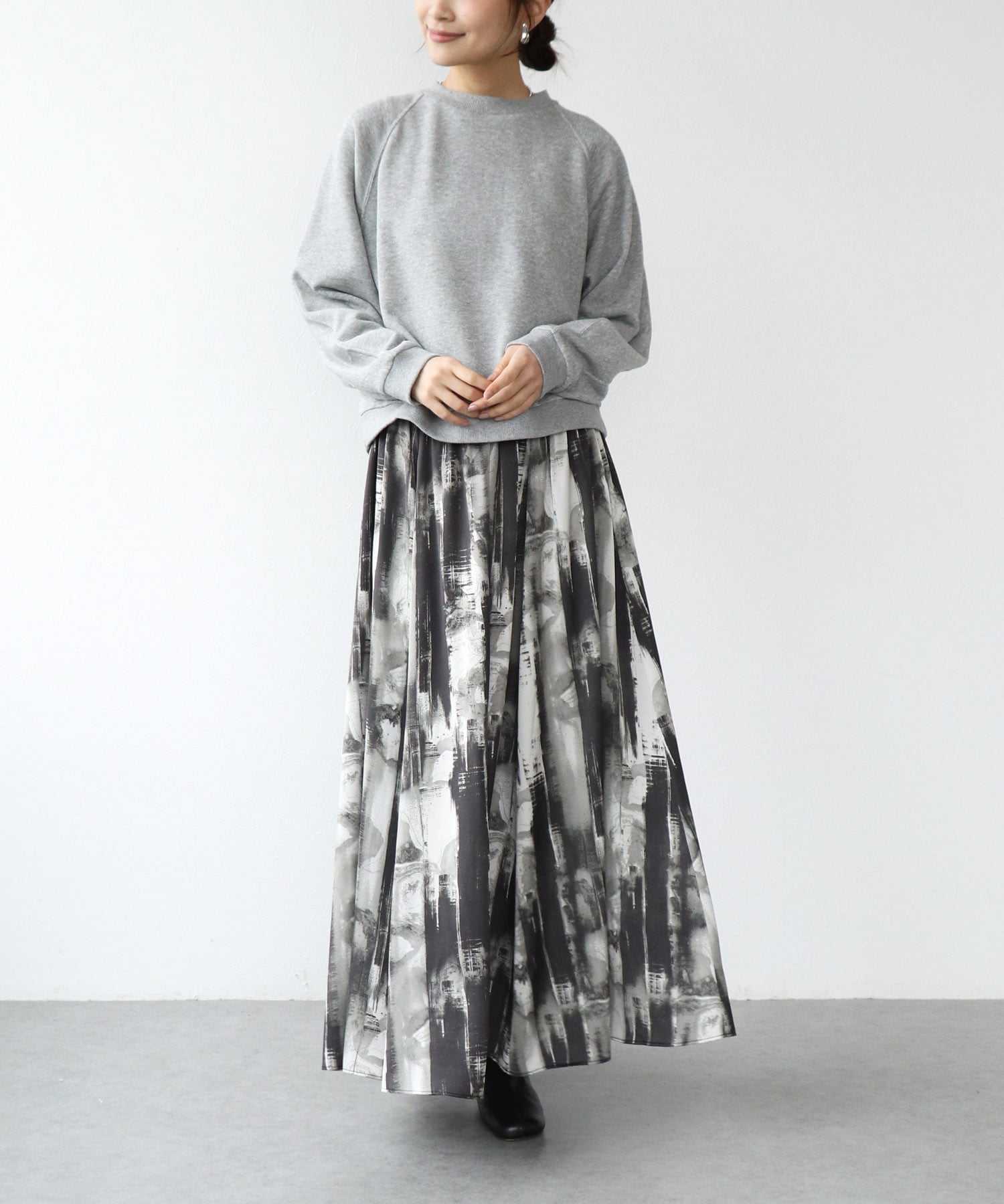 ラメ裏毛ラグランスリーブトップス