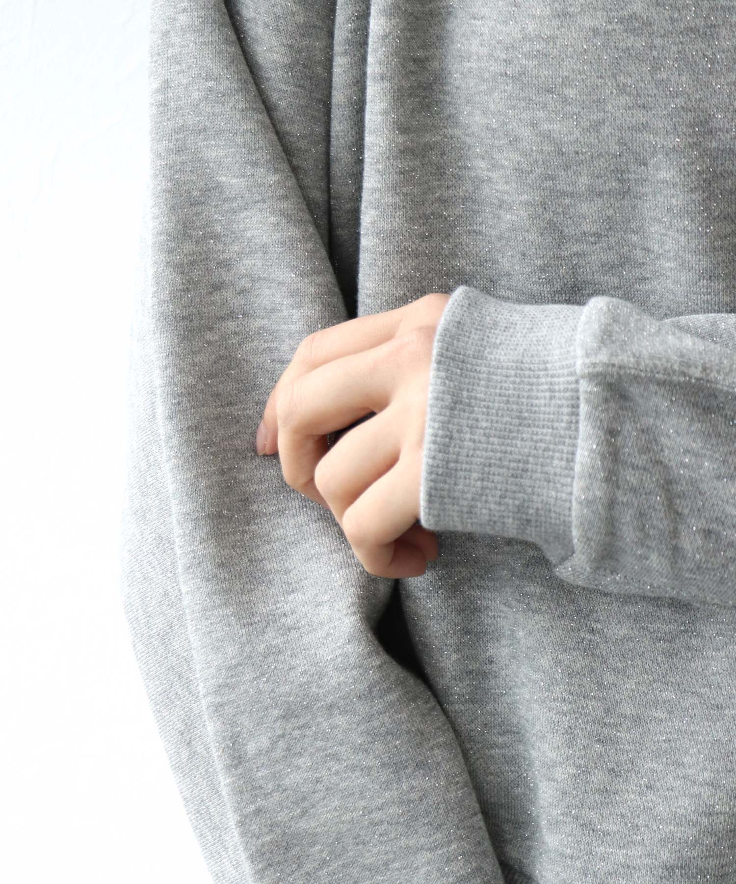 ラメ裏毛ラグランスリーブトップス