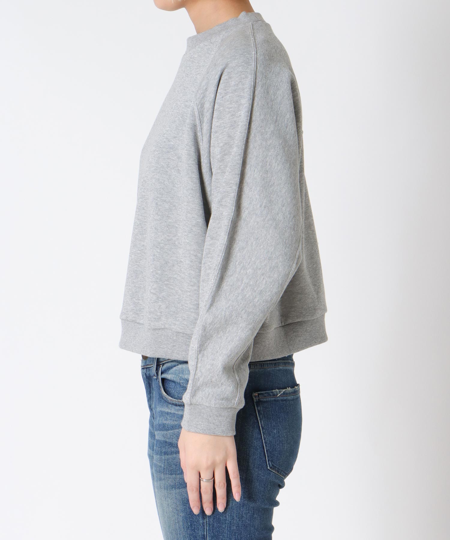 ラメ裏毛ラグランスリーブトップス